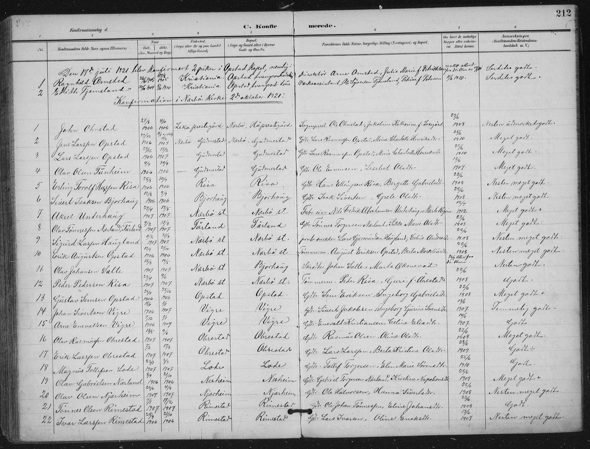 Hå sokneprestkontor, AV/SAST-A-101801/002/B/L0001: Parish register (official) no. A 11, 1897-1924, p. 212