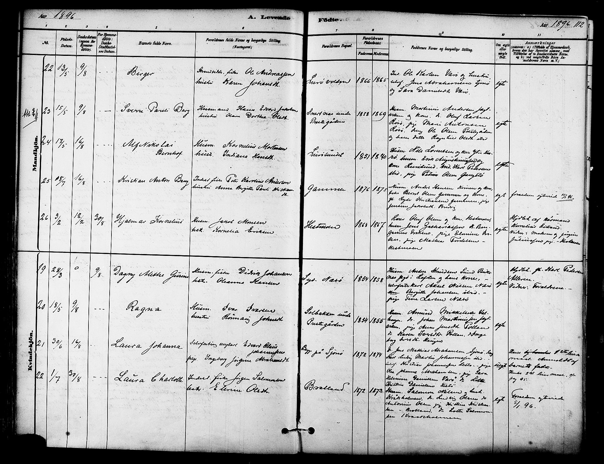 Ministerialprotokoller, klokkerbøker og fødselsregistre - Nordland, AV/SAT-A-1459/839/L0568: Parish register (official) no. 839A05, 1880-1902, p. 112