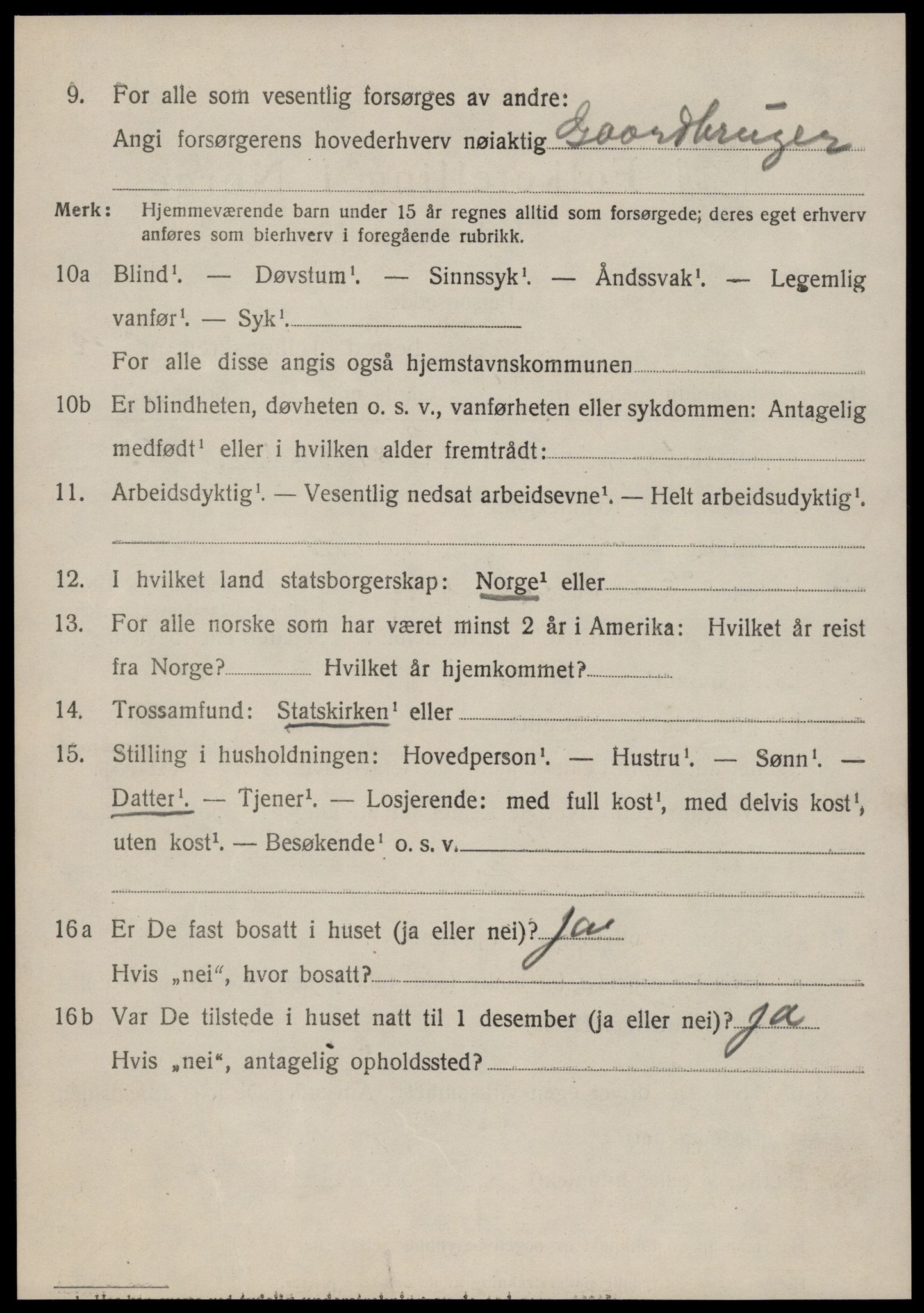 SAT, 1920 census for Sunnylven, 1920, p. 923