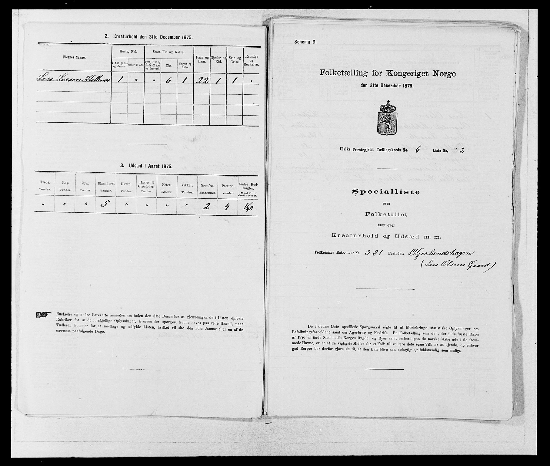 SAB, 1875 census for 1233P Ulvik, 1875, p. 925