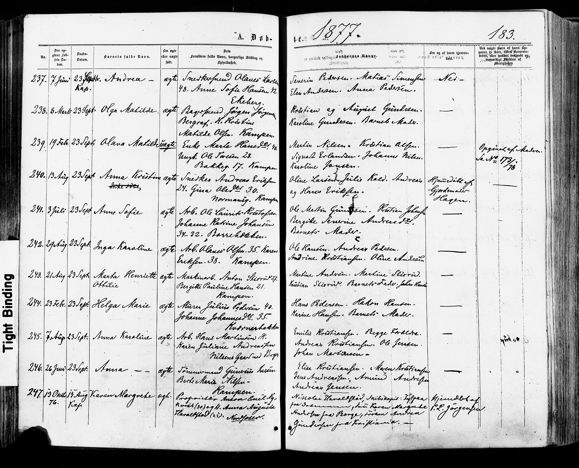 Østre Aker prestekontor Kirkebøker, SAO/A-10840/F/Fa/L0004: Parish register (official) no. I 4, 1876-1889, p. 183