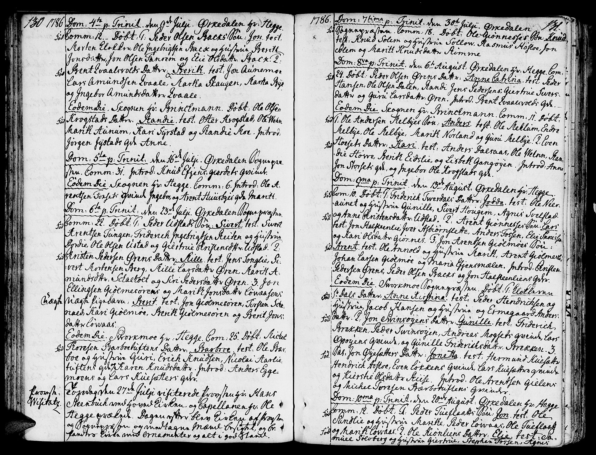 Ministerialprotokoller, klokkerbøker og fødselsregistre - Sør-Trøndelag, AV/SAT-A-1456/668/L0802: Parish register (official) no. 668A02, 1776-1799, p. 130-131