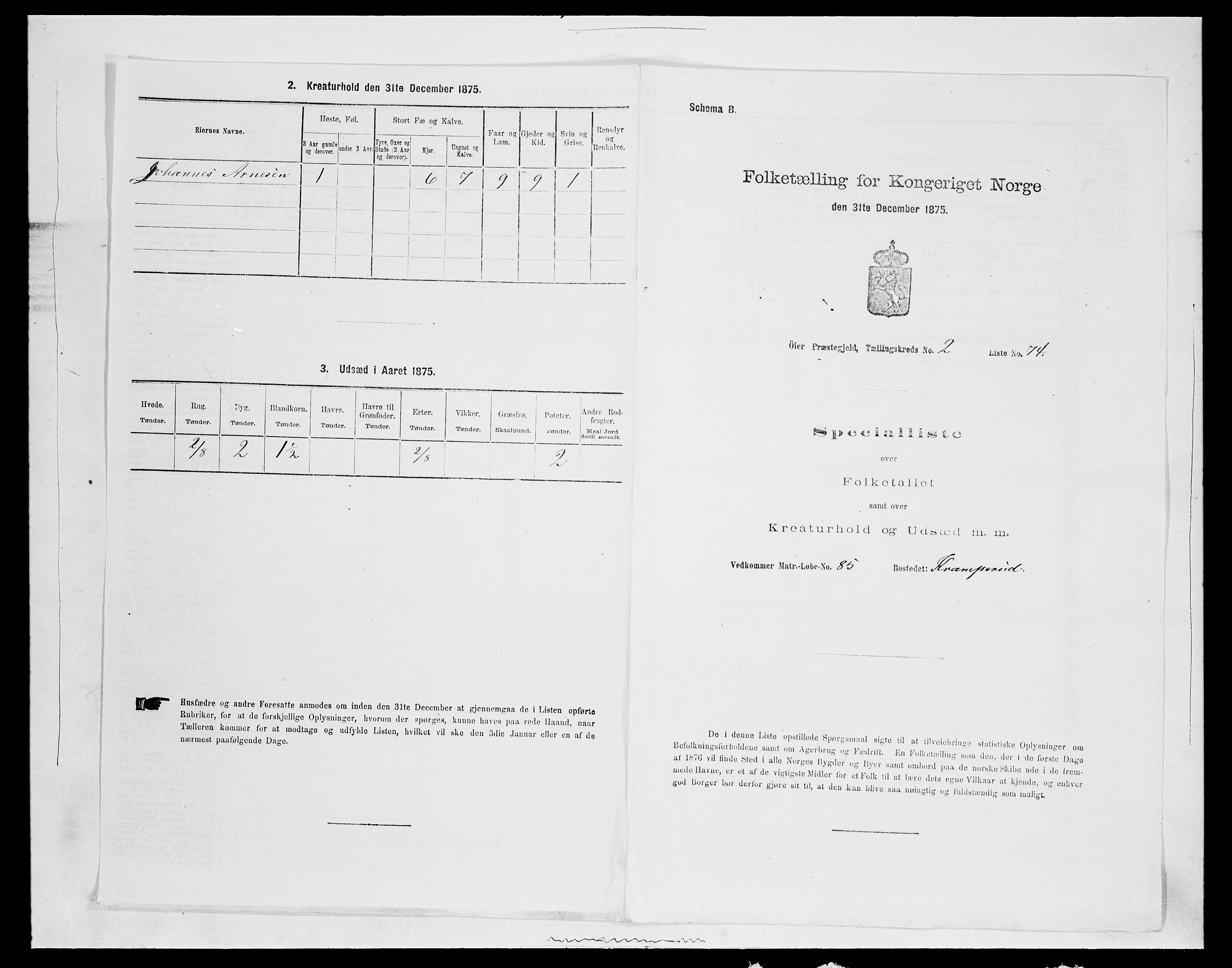 SAH, 1875 census for 0521P Øyer, 1875, p. 483