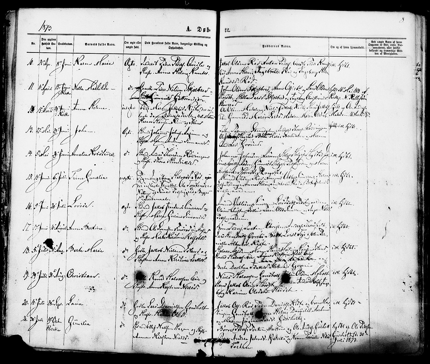 Siljan kirkebøker, AV/SAKO-A-300/F/Fa/L0002: Parish register (official) no. 2, 1870-1895, p. 8