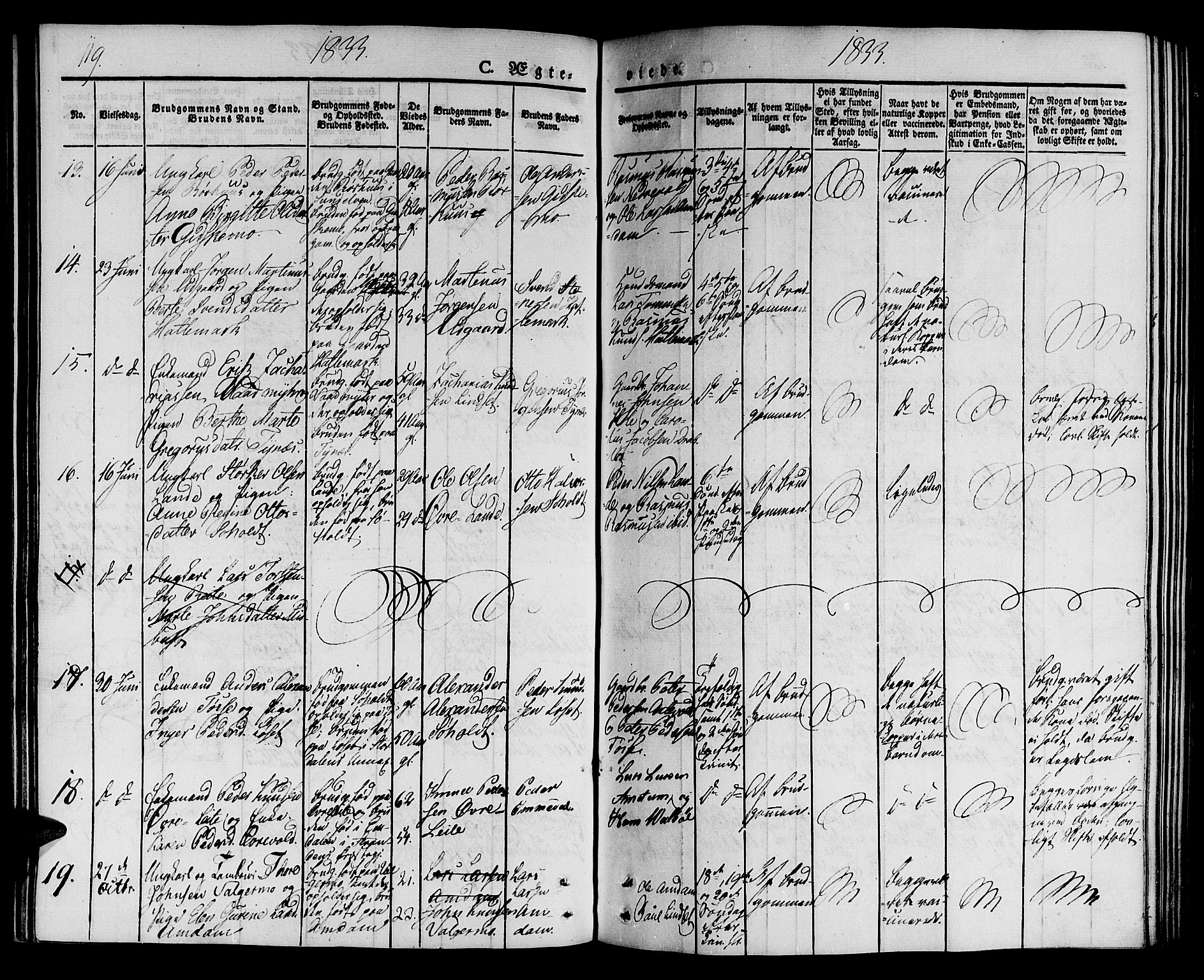 Ministerialprotokoller, klokkerbøker og fødselsregistre - Møre og Romsdal, AV/SAT-A-1454/522/L0311: Parish register (official) no. 522A06, 1832-1842, p. 119