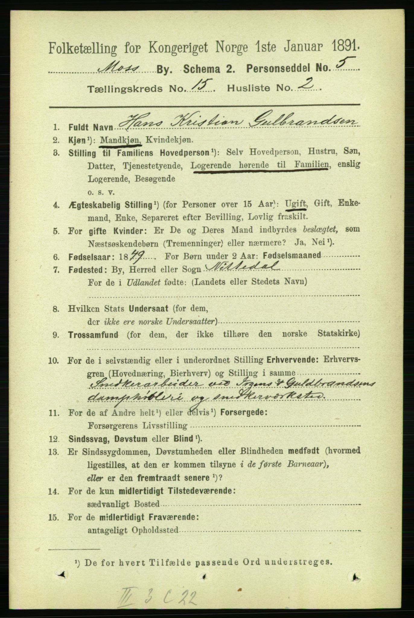 RA, 1891 census for 0104 Moss, 1891, p. 7228