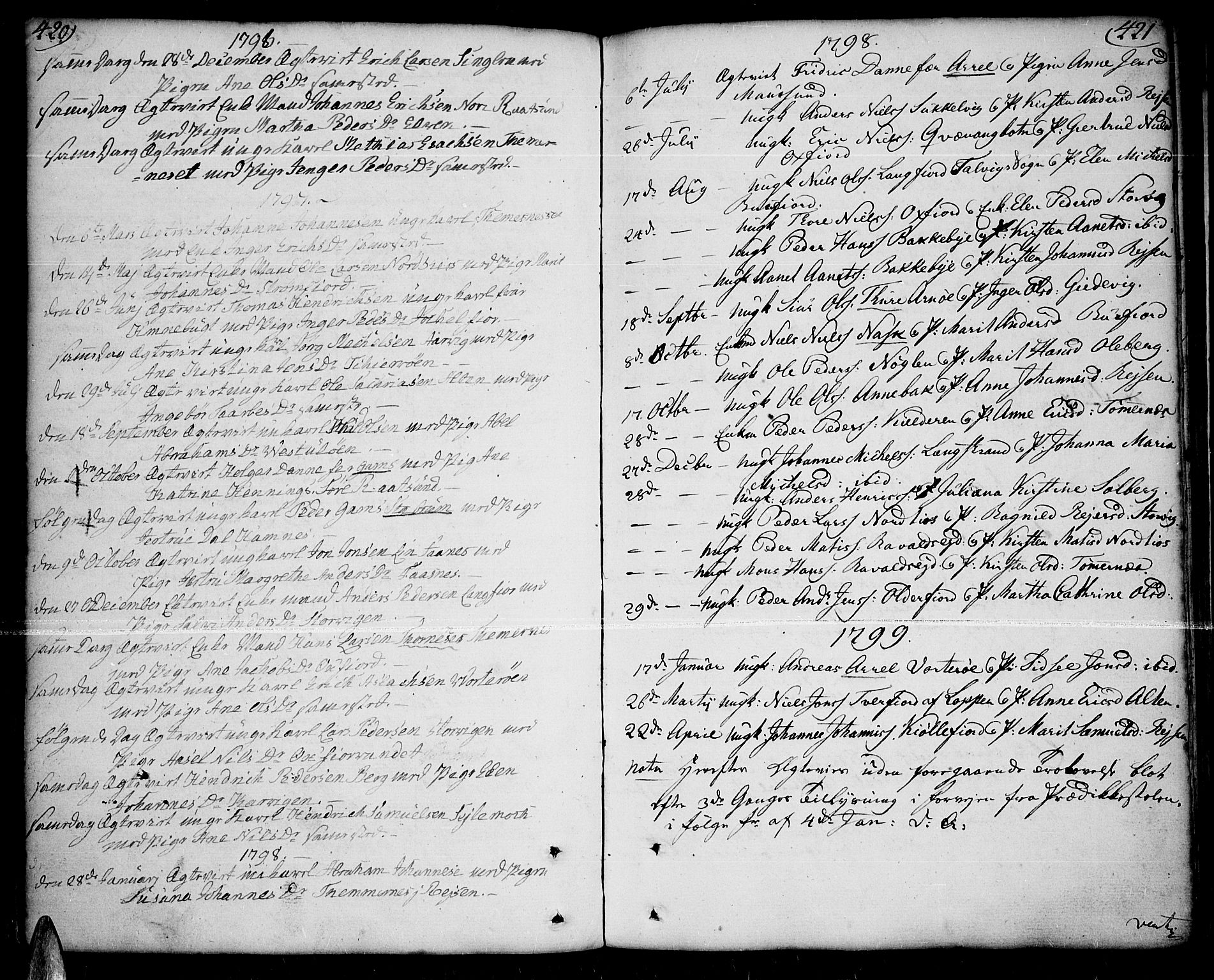 Skjervøy sokneprestkontor, SATØ/S-1300/H/Ha/Haa/L0002kirke: Parish register (official) no. 2, 1781-1817, p. 420-421