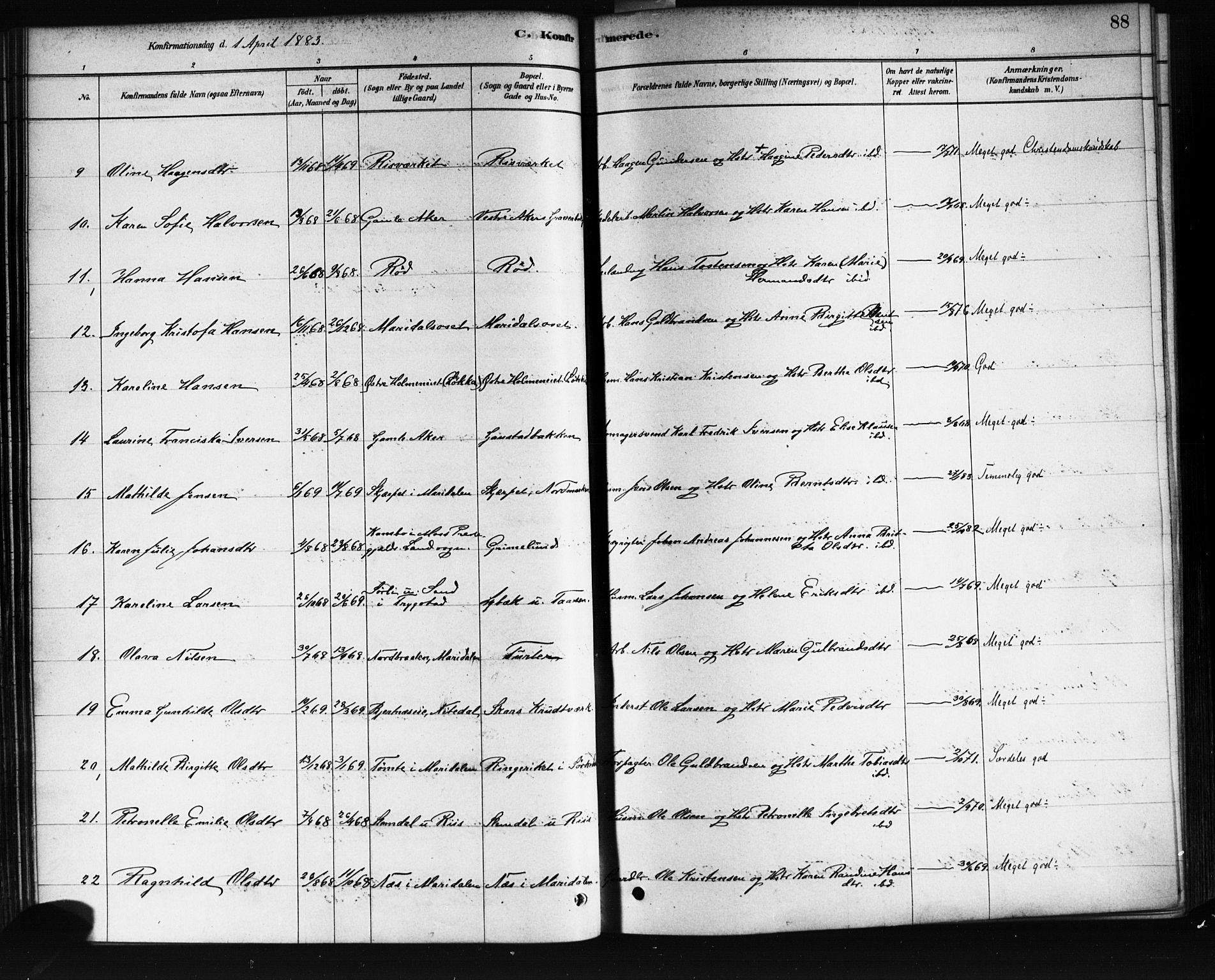 Vestre Aker prestekontor Kirkebøker, AV/SAO-A-10025/F/Fa/L0008: Parish register (official) no. 8, 1878-1903, p. 88