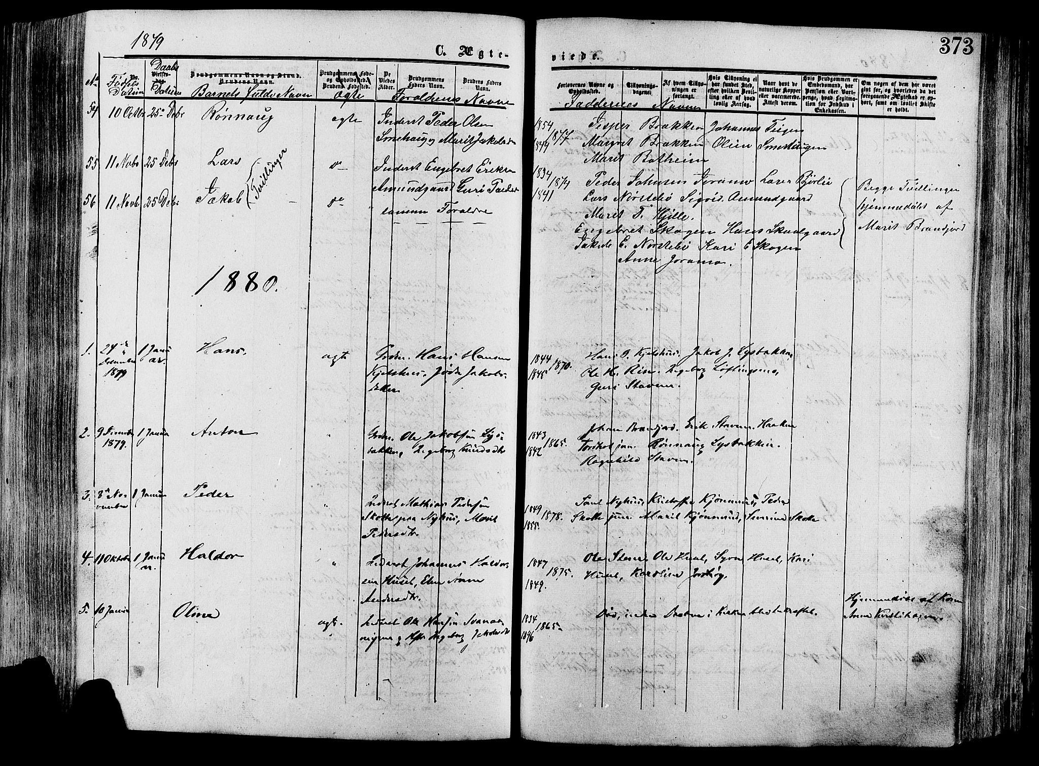 Lesja prestekontor, SAH/PREST-068/H/Ha/Haa/L0008: Parish register (official) no. 8, 1854-1880, p. 373