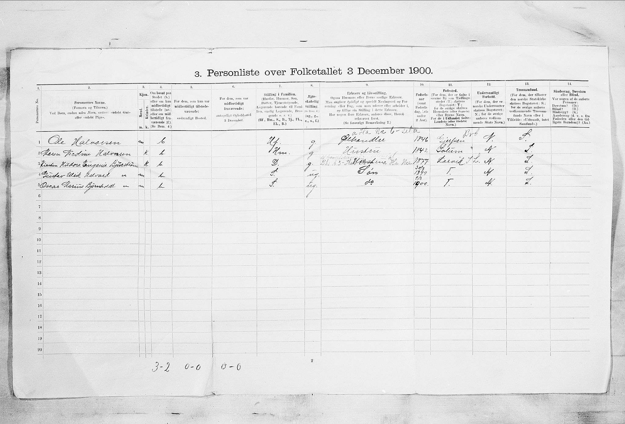 SAKO, 1900 census for Skien, 1900, p. 81