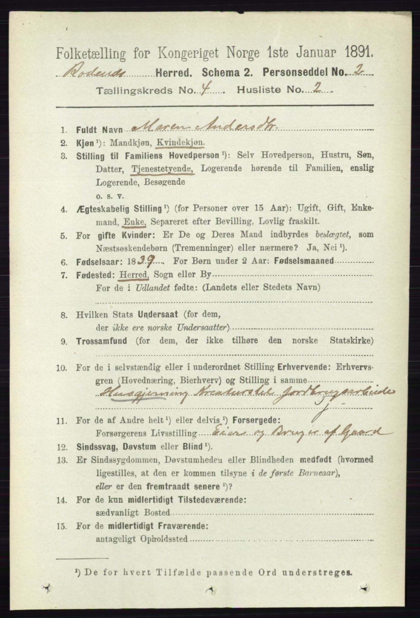 RA, 1891 census for 0120 Rødenes, 1891, p. 1638