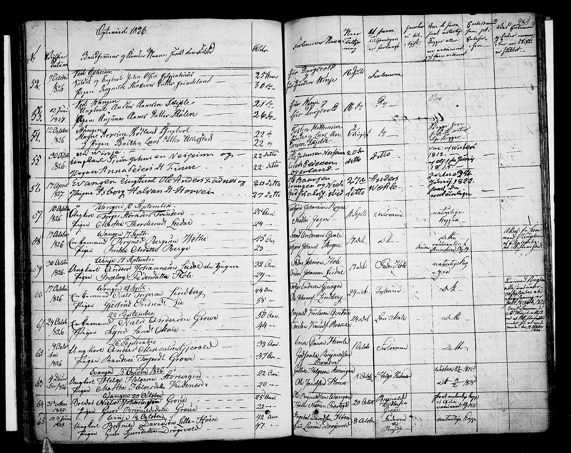 Voss sokneprestembete, SAB/A-79001/H/Haa: Parish register (official) no. A 12, 1823-1837, p. 285