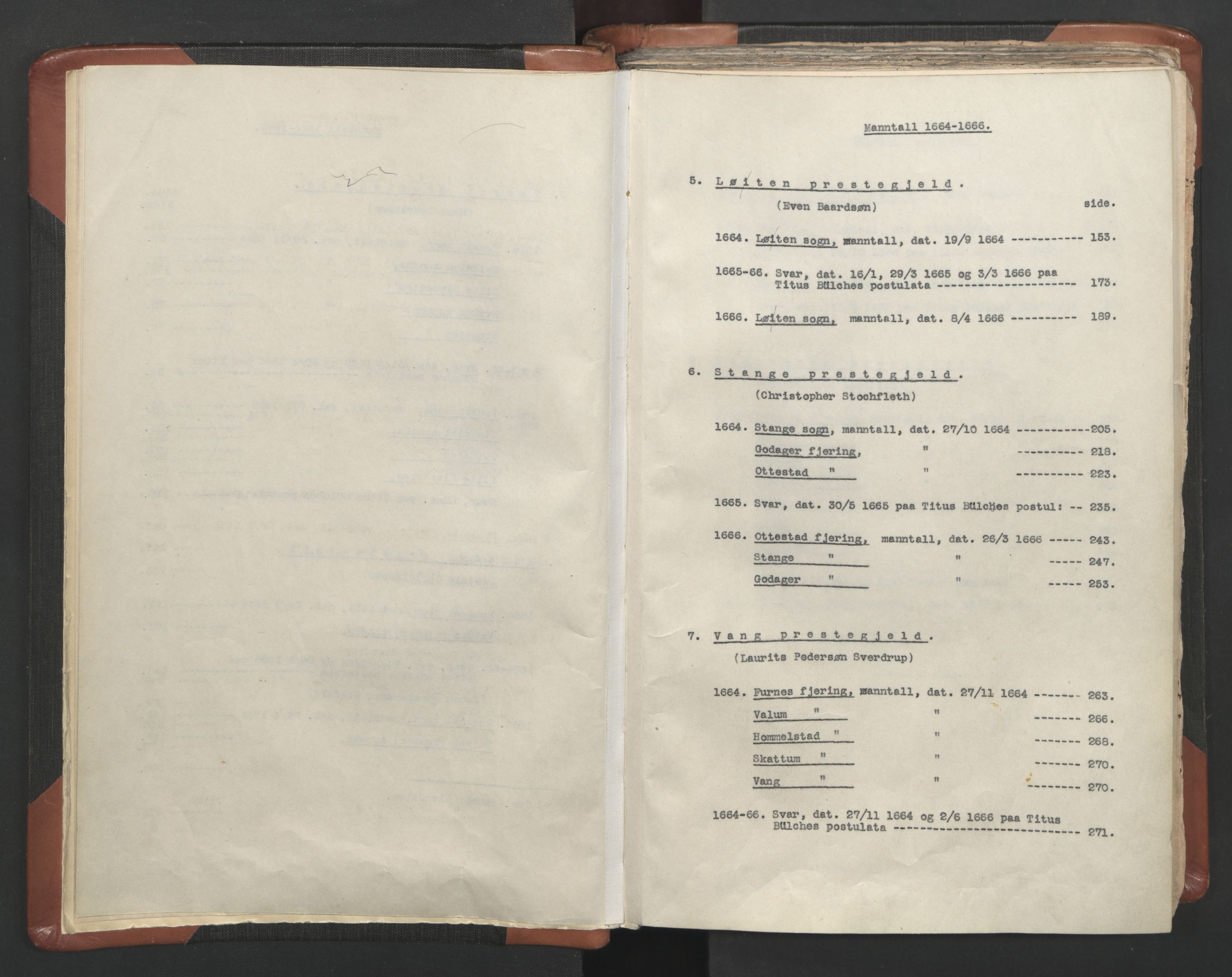 RA, Vicar's Census 1664-1666, no. 5: Hedmark deanery, 1664-1666