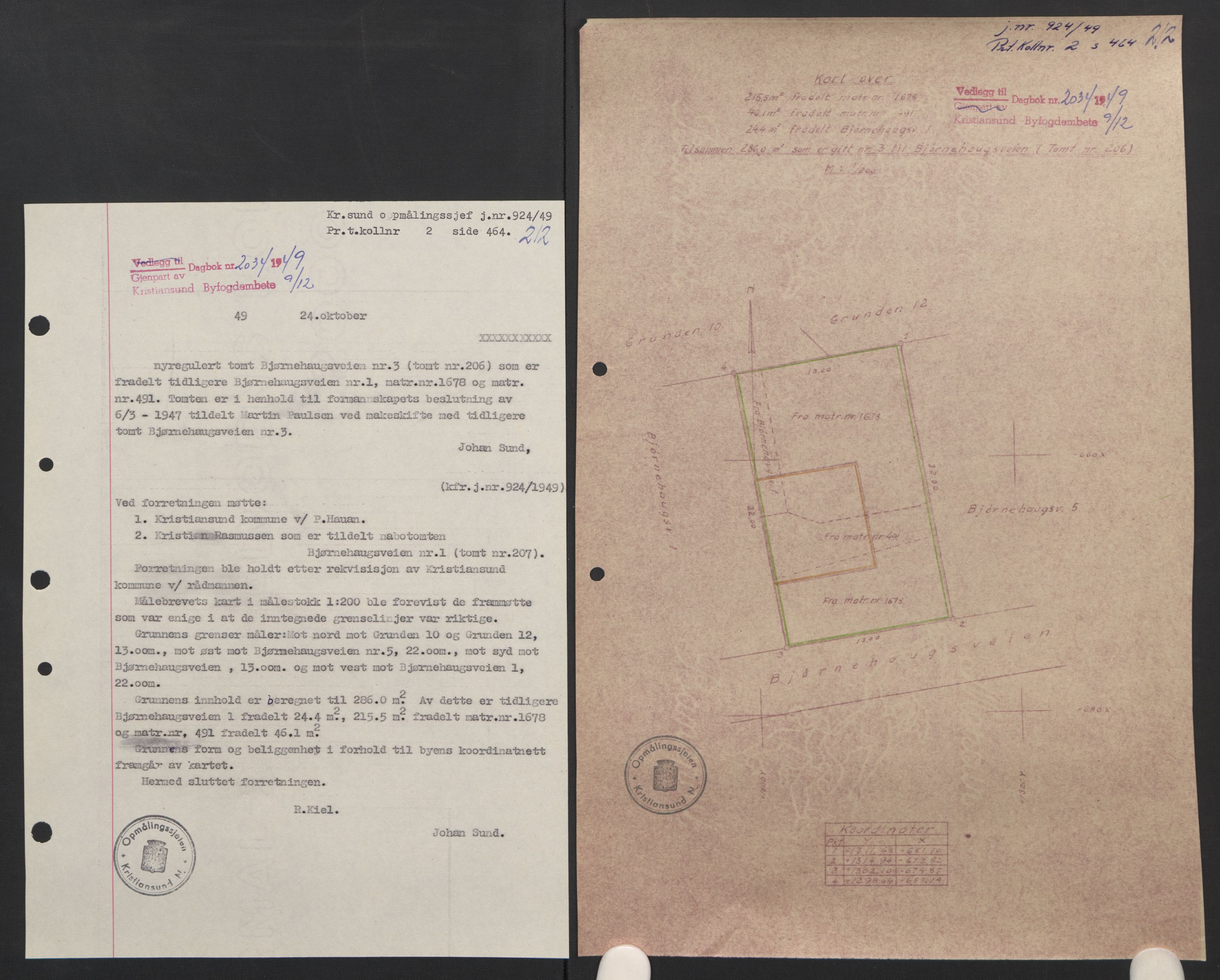 Kristiansund byfogd, AV/SAT-A-4587/A/27: Mortgage book no. 42, 1947-1950, Diary no: : 2034/1949