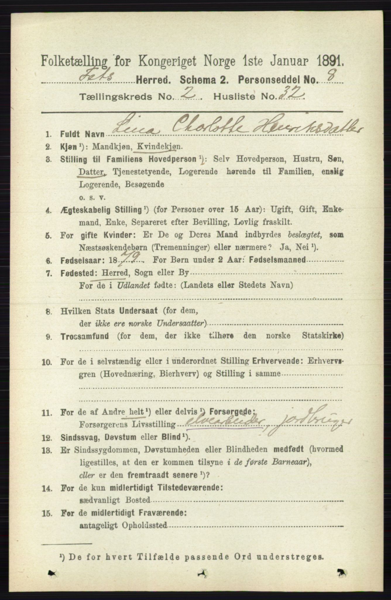 RA, 1891 census for 0227 Fet, 1891, p. 650