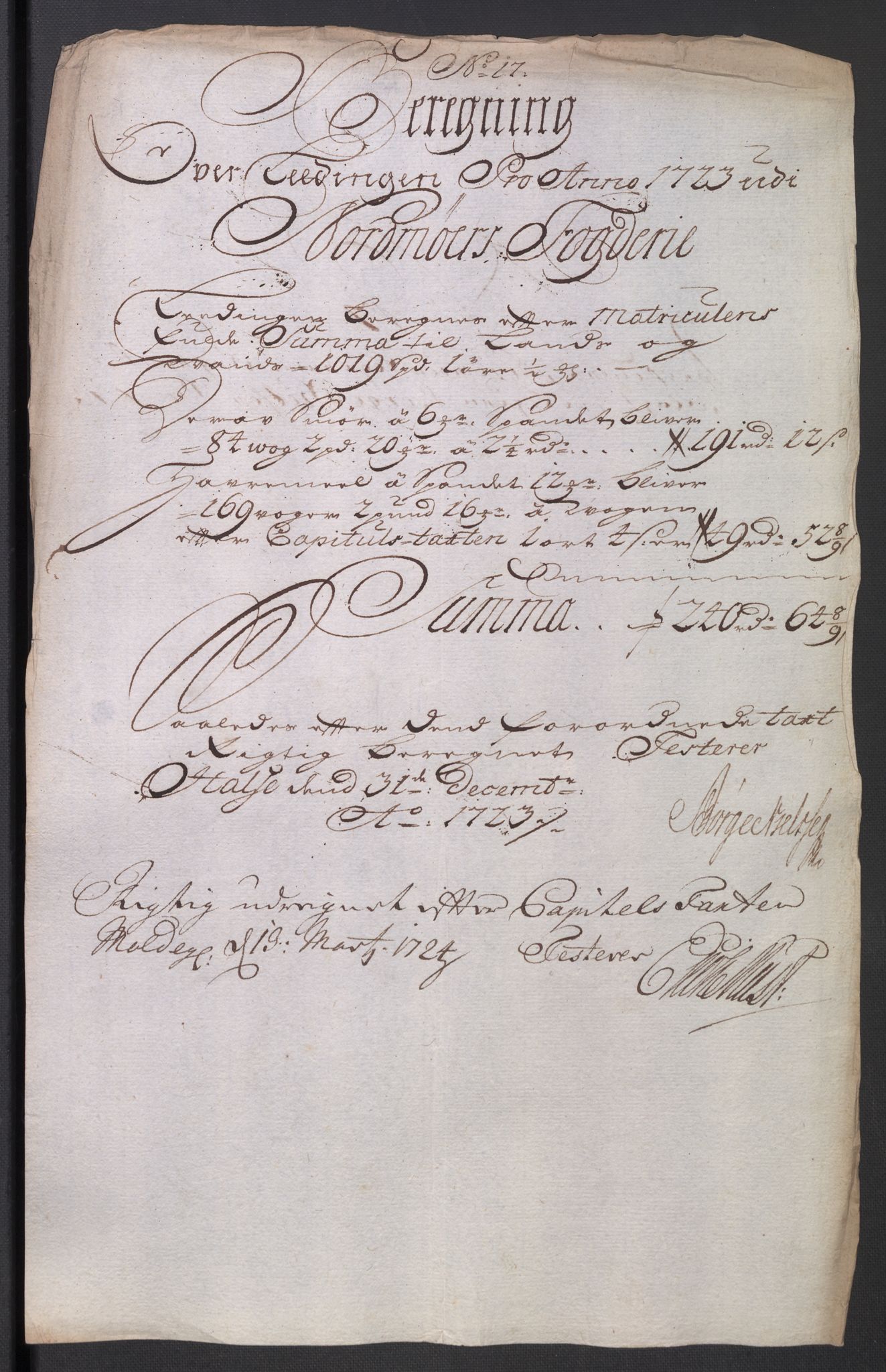 Rentekammeret inntil 1814, Reviderte regnskaper, Fogderegnskap, AV/RA-EA-4092/R56/L3756: Fogderegnskap Nordmøre, 1723, p. 155