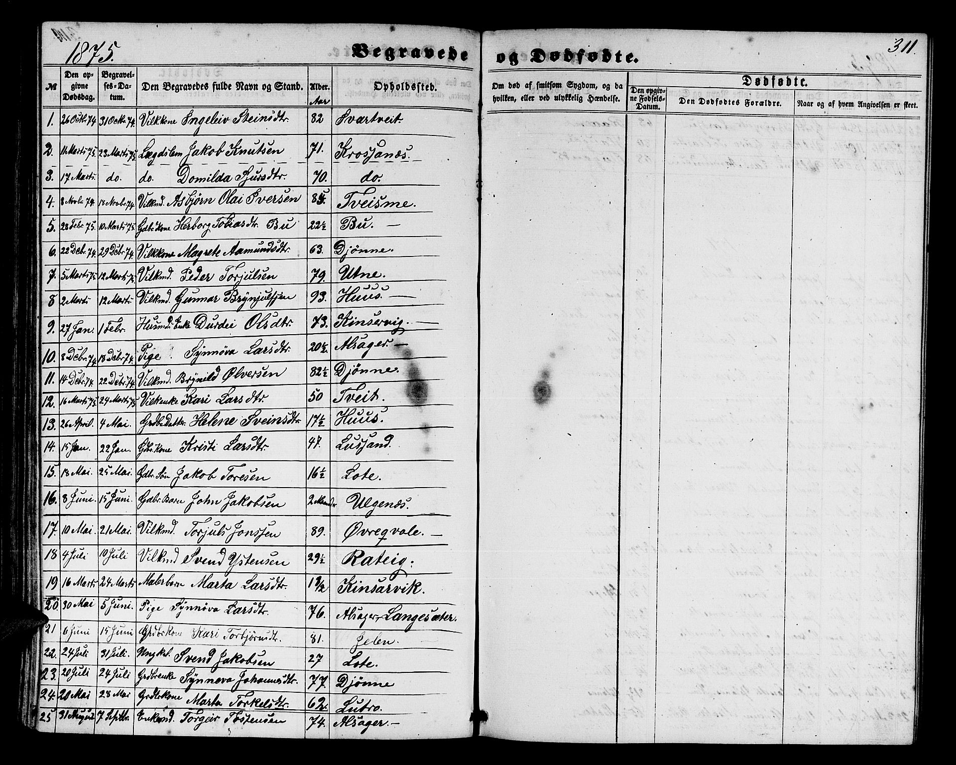Ullensvang sokneprestembete, SAB/A-78701/H/Hab: Parish register (copy) no. E 6, 1857-1886, p. 311