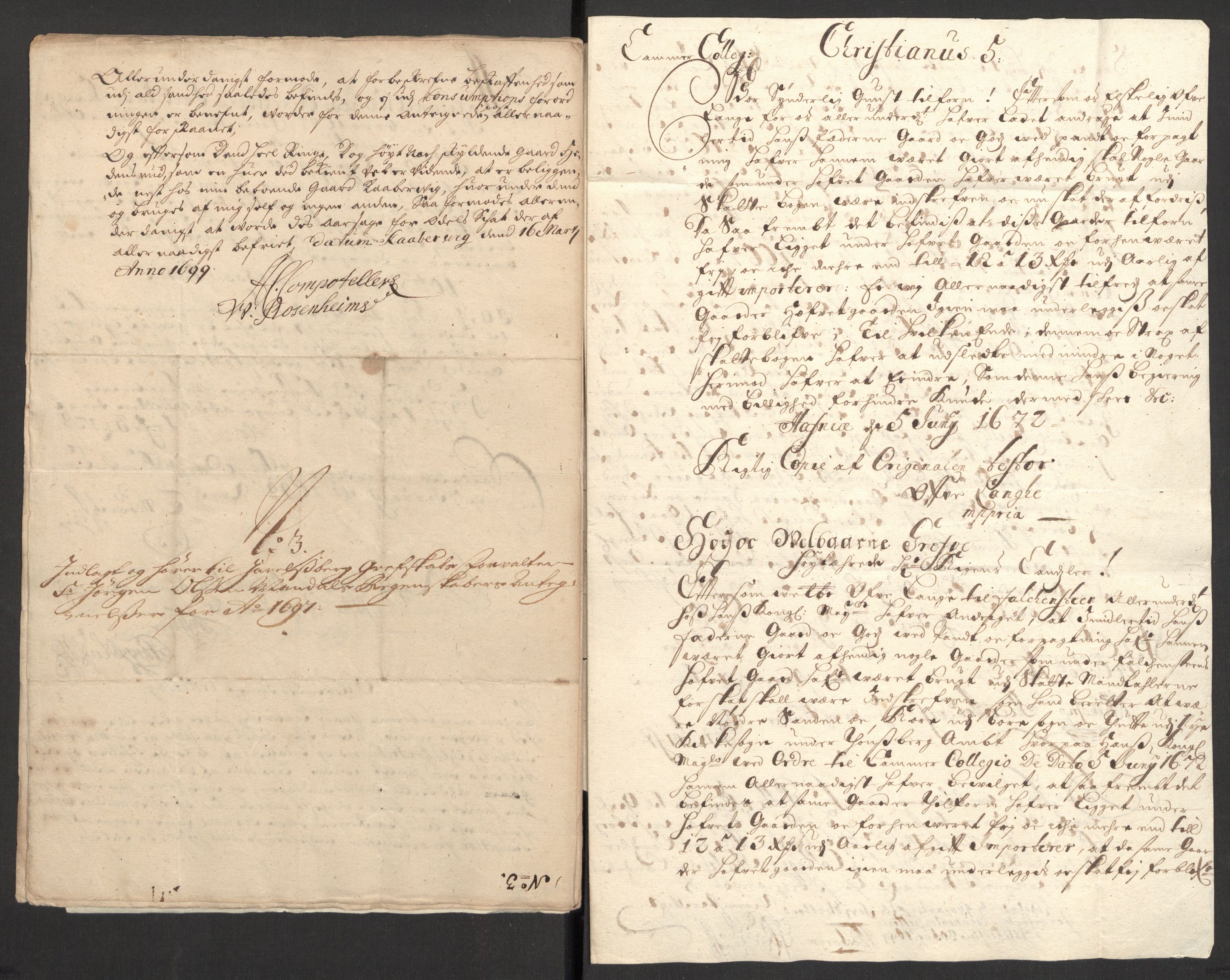 Rentekammeret inntil 1814, Reviderte regnskaper, Fogderegnskap, AV/RA-EA-4092/R32/L1868: Fogderegnskap Jarlsberg grevskap, 1697-1699, p. 442