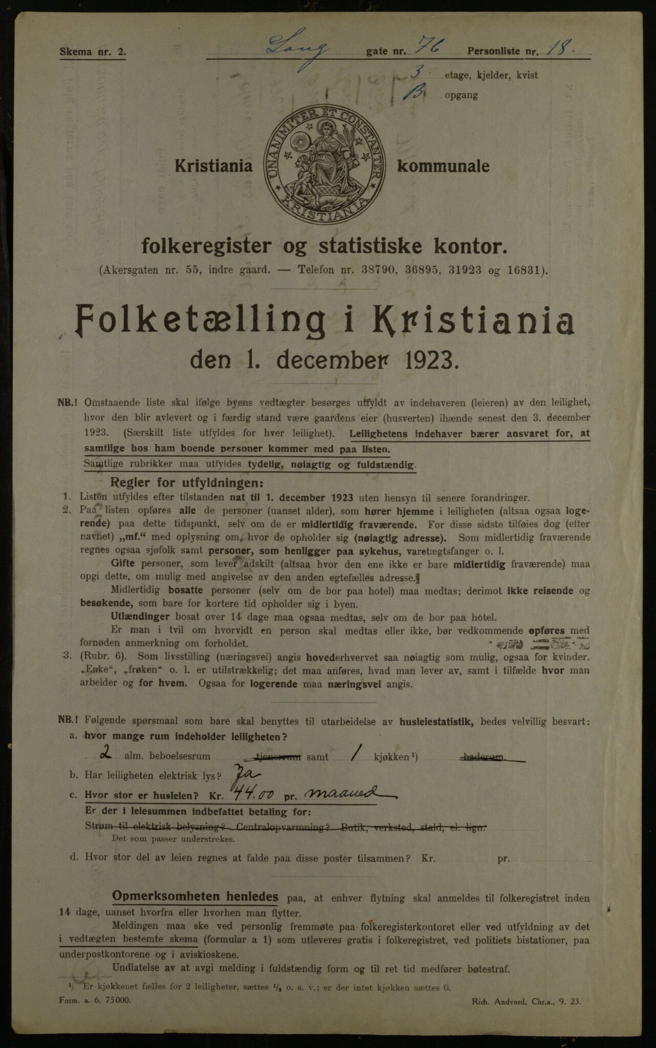 OBA, Municipal Census 1923 for Kristiania, 1923, p. 63167