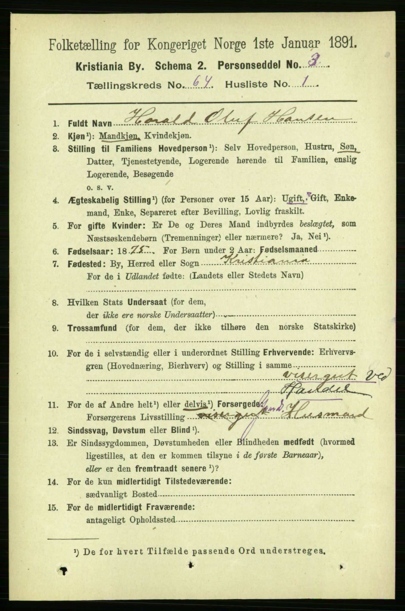 RA, 1891 census for 0301 Kristiania, 1891, p. 34403