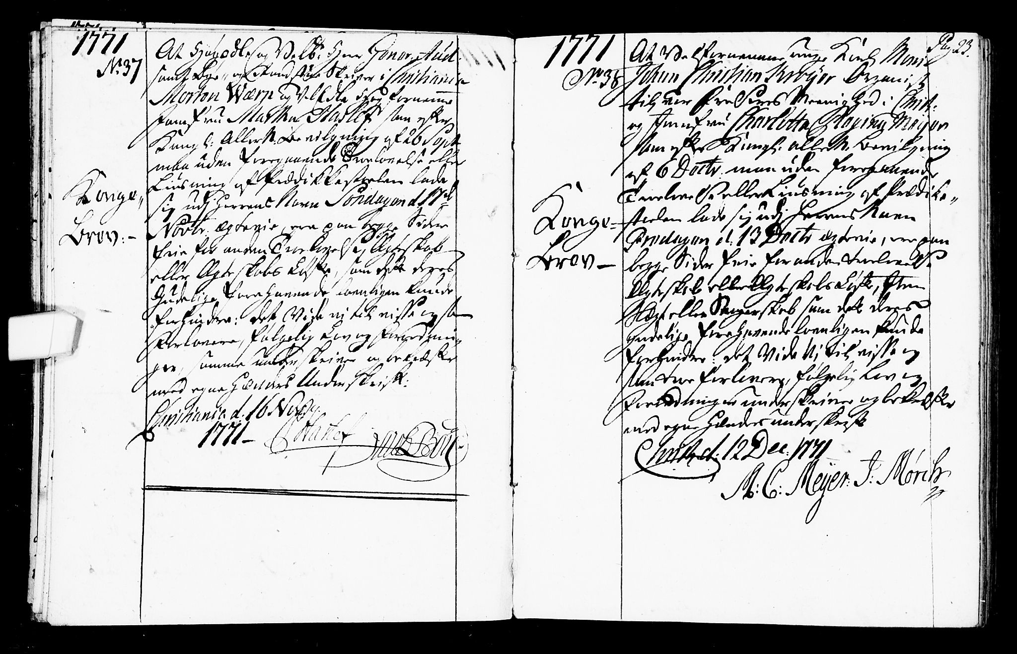 Oslo domkirke Kirkebøker, AV/SAO-A-10752/L/La/L0009: Best man's statements no. 9, 1770-1784, p. 23