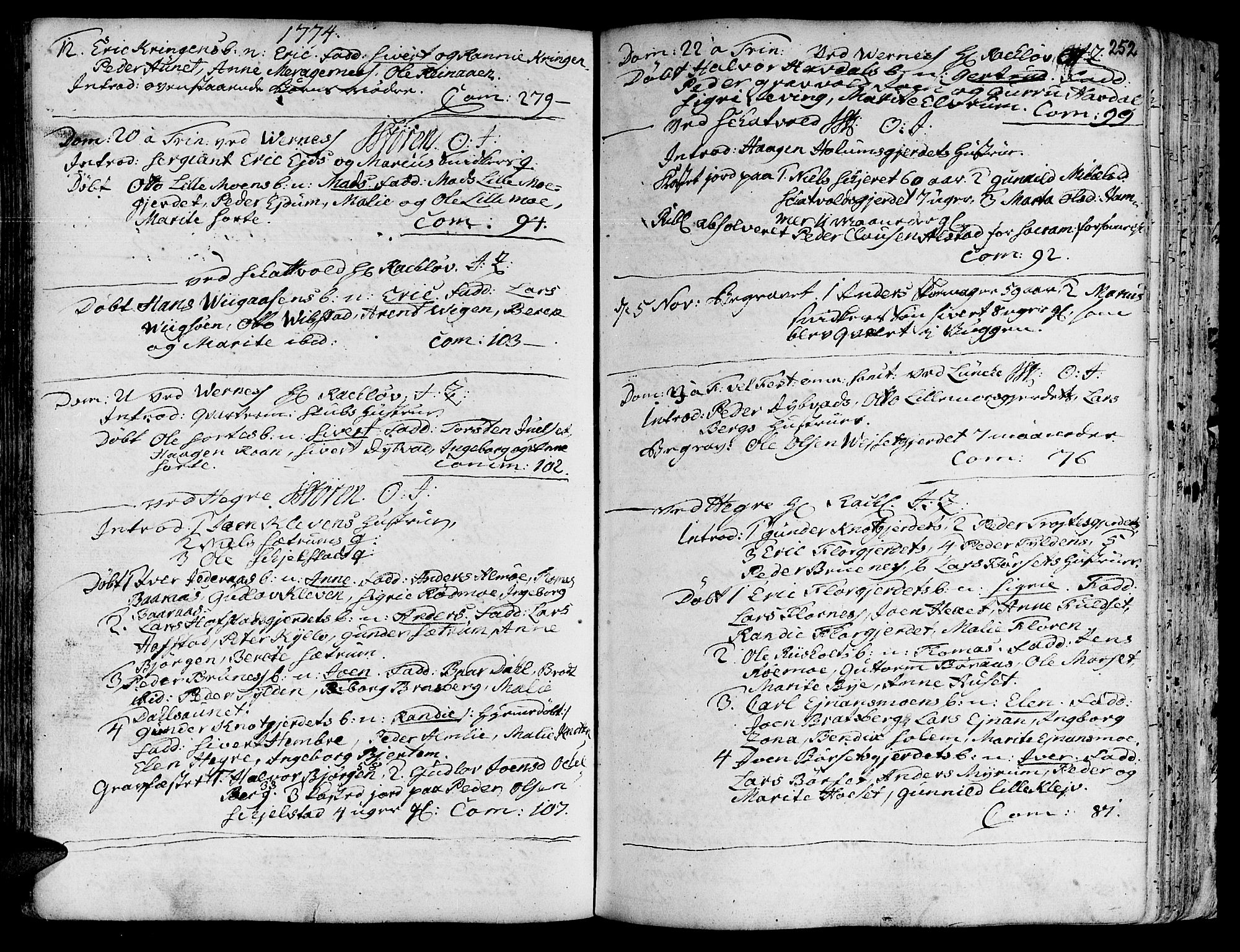 Ministerialprotokoller, klokkerbøker og fødselsregistre - Nord-Trøndelag, SAT/A-1458/709/L0057: Parish register (official) no. 709A05, 1755-1780, p. 252