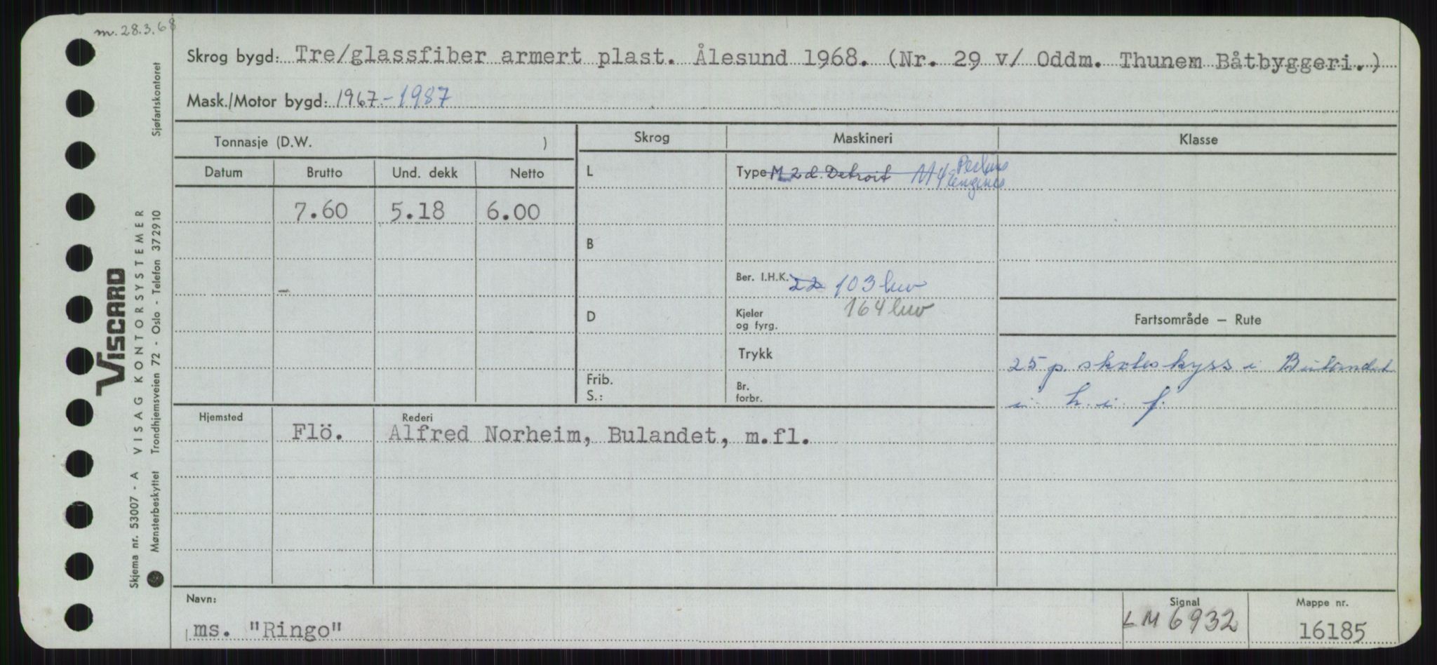 Sjøfartsdirektoratet med forløpere, Skipsmålingen, RA/S-1627/H/Ha/L0004/0002: Fartøy, Mas-R / Fartøy, Odin-R, p. 713