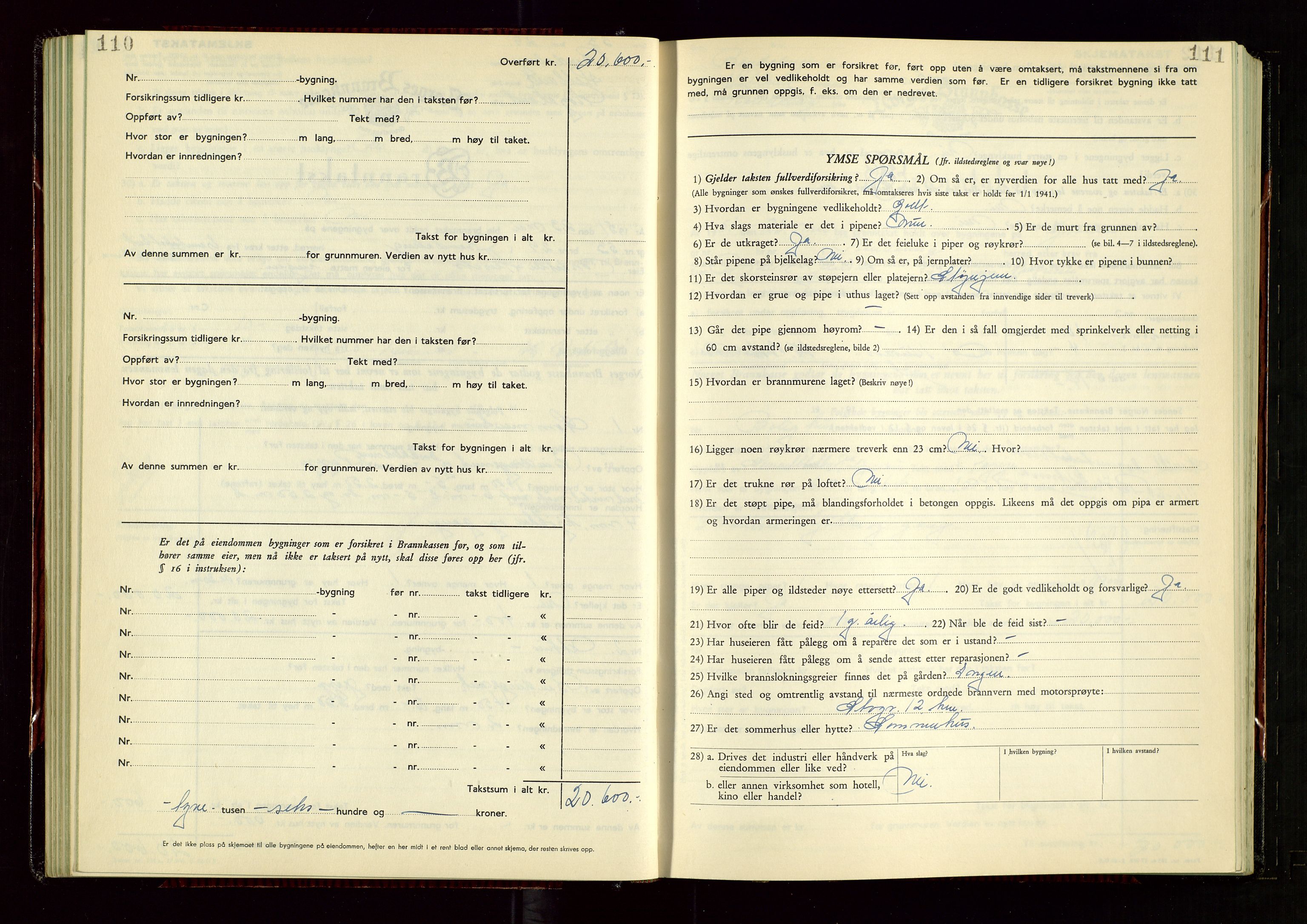 Hetland lensmannskontor, AV/SAST-A-100101/Gob/L0008: "Branntakstprotokoll", 1949-1953, p. 110-111