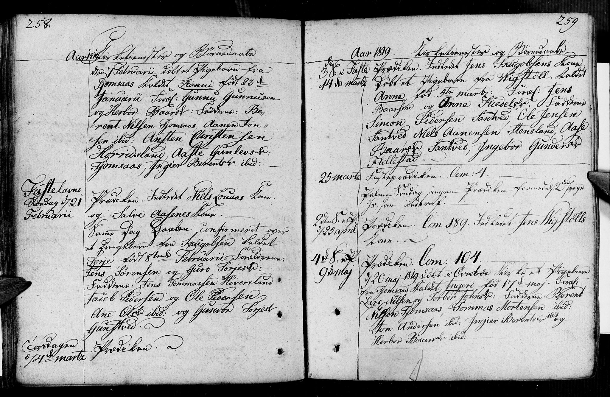 Vennesla sokneprestkontor, AV/SAK-1111-0045/Fa/Faa/L0002: Parish register (official) no. A 2, 1785-1834, p. 258-259