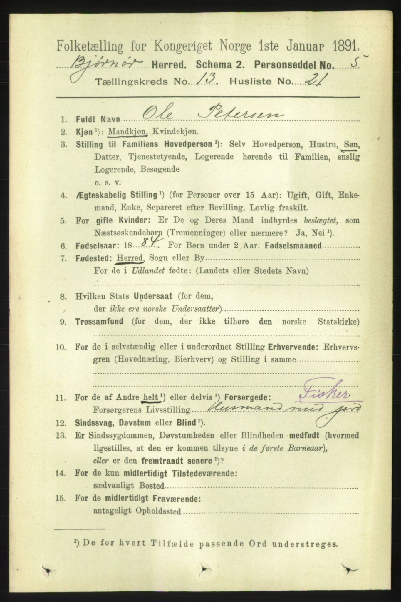 RA, 1891 census for 1632 Bjørnør, 1891, p. 5686