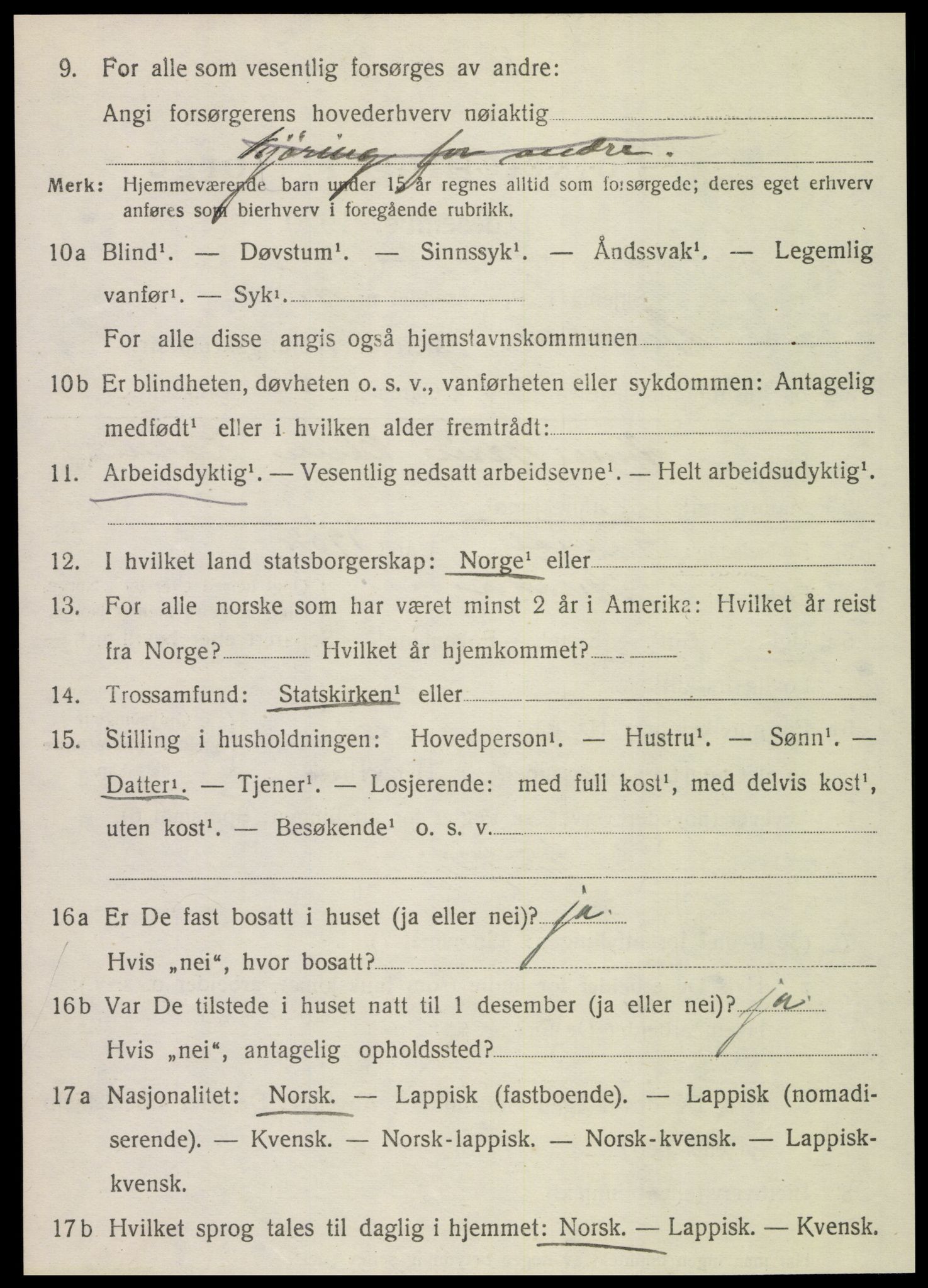 SAT, 1920 census for Meråker, 1920, p. 4015