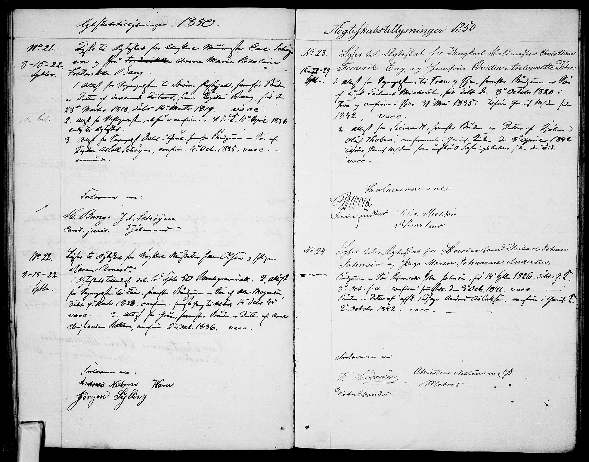 Garnisonsmenigheten Kirkebøker, AV/SAO-A-10846/H/Ha/L0005: Banns register no. I 5, 1844-1856