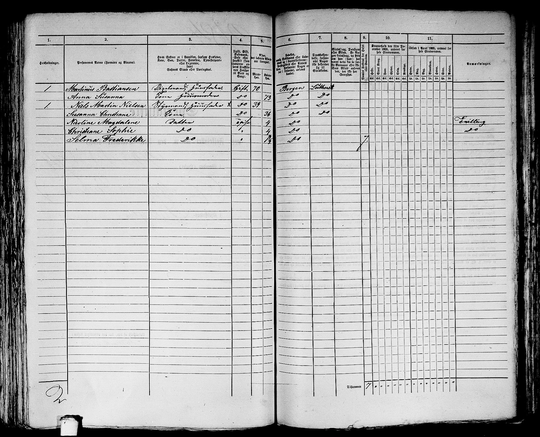 RA, 1865 census for Bergen, 1865, p. 4465