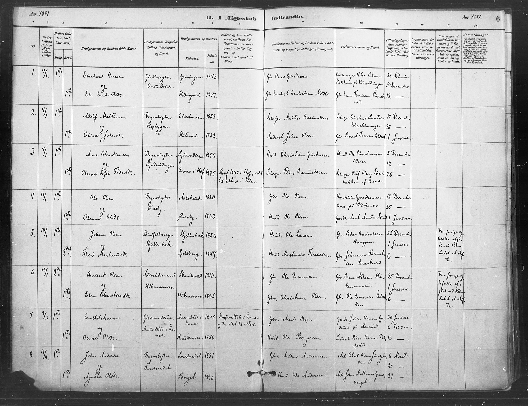 Våler prestekontor, Hedmark, SAH/PREST-040/H/Ha/Haa/L0004: Parish register (official) no. 4, 1879-1893, p. 6