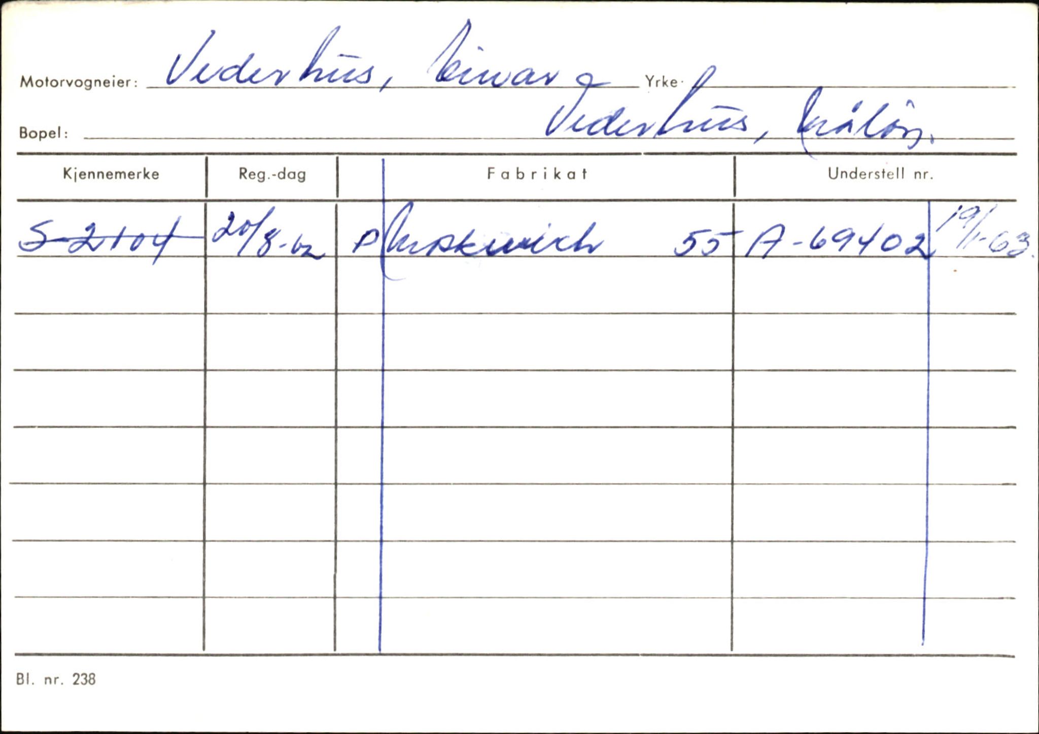 Statens vegvesen, Sogn og Fjordane vegkontor, AV/SAB-A-5301/4/F/L0145: Registerkort Vågsøy S-Å. Årdal I-P, 1945-1975, p. 588