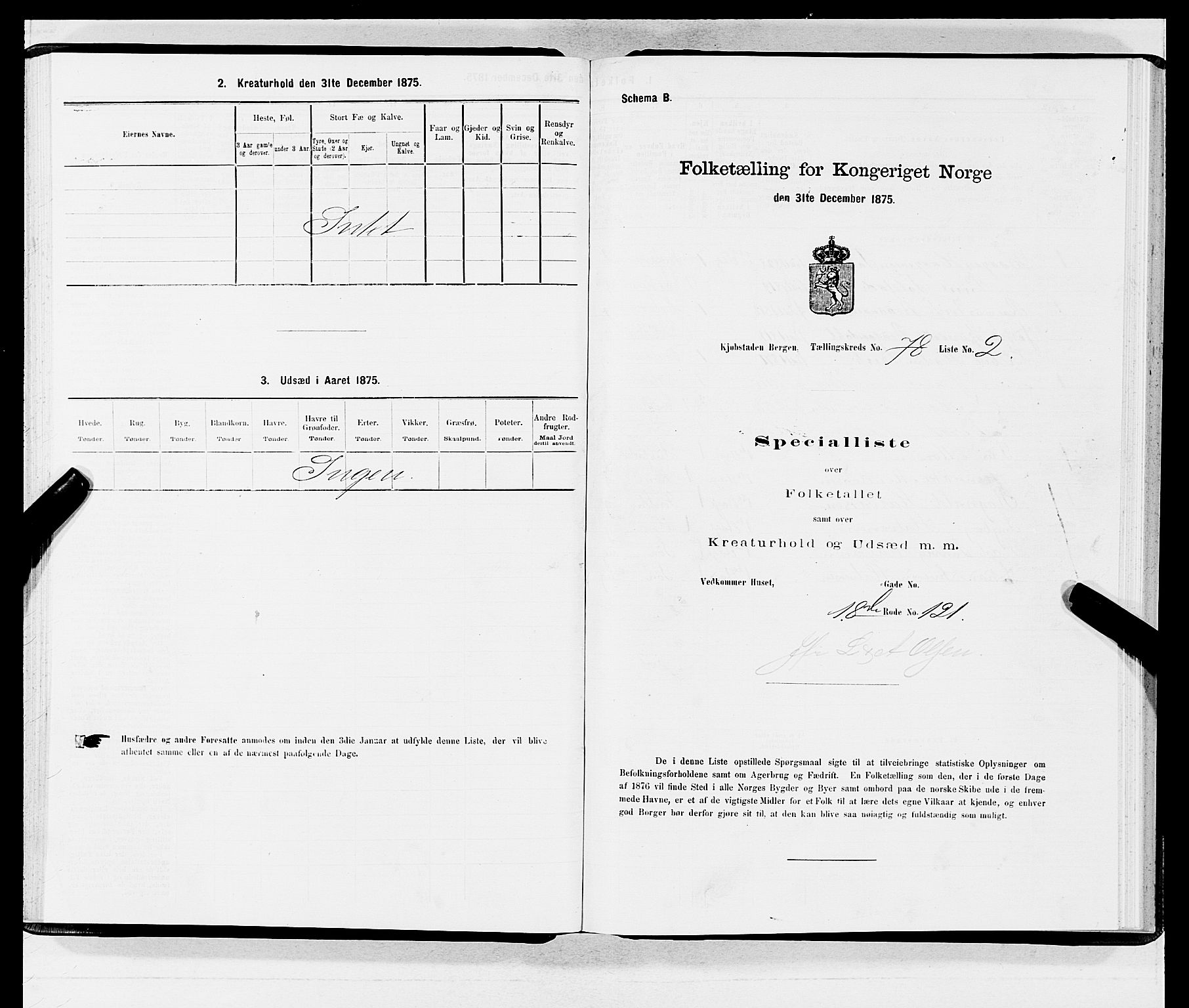 SAB, 1875 census for 1301 Bergen, 1875, p. 4182