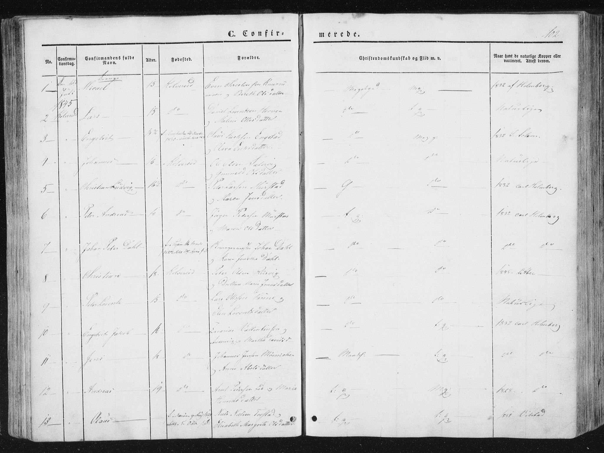 Ministerialprotokoller, klokkerbøker og fødselsregistre - Nord-Trøndelag, SAT/A-1458/780/L0640: Parish register (official) no. 780A05, 1845-1856, p. 102