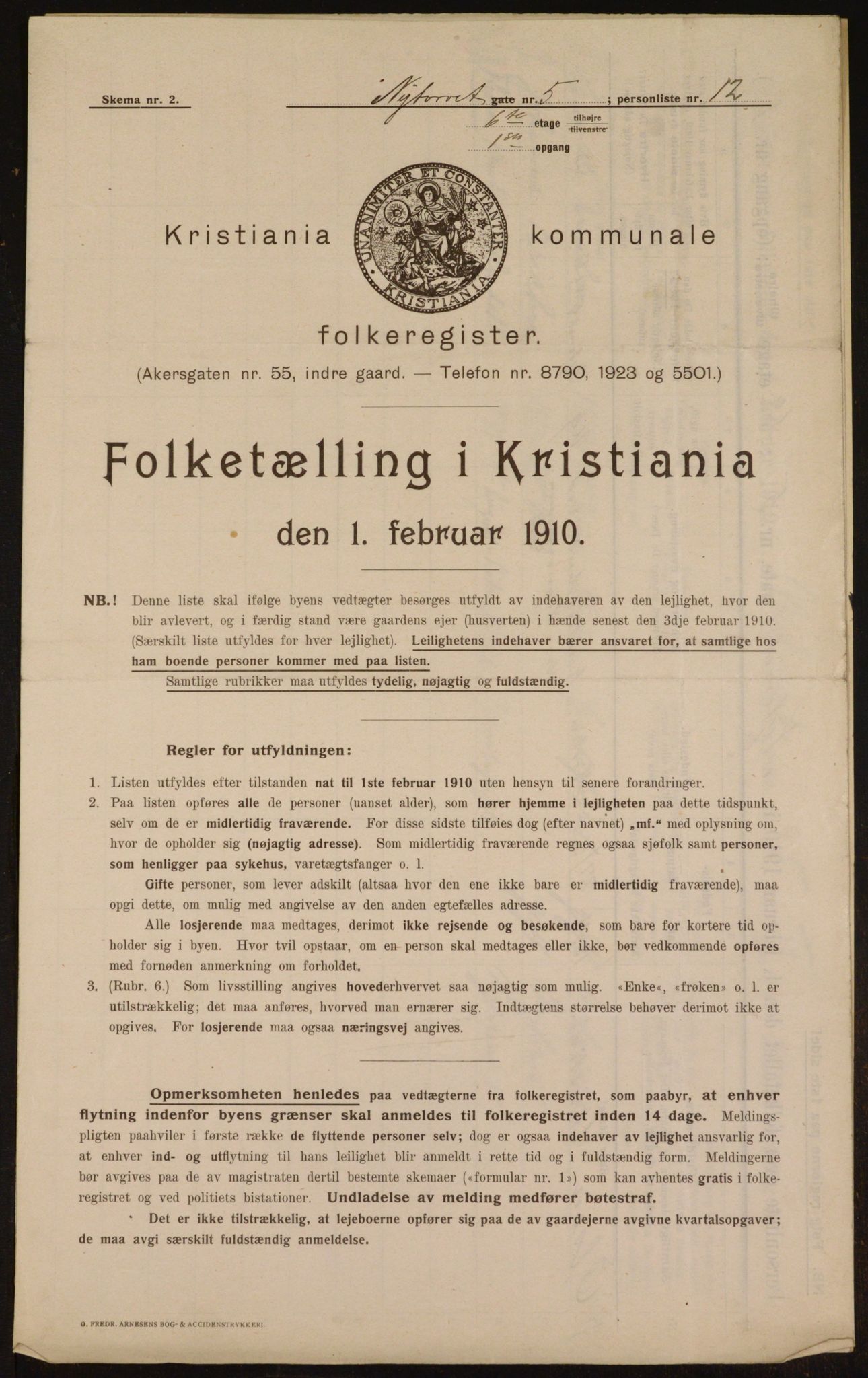 OBA, Municipal Census 1910 for Kristiania, 1910, p. 71576