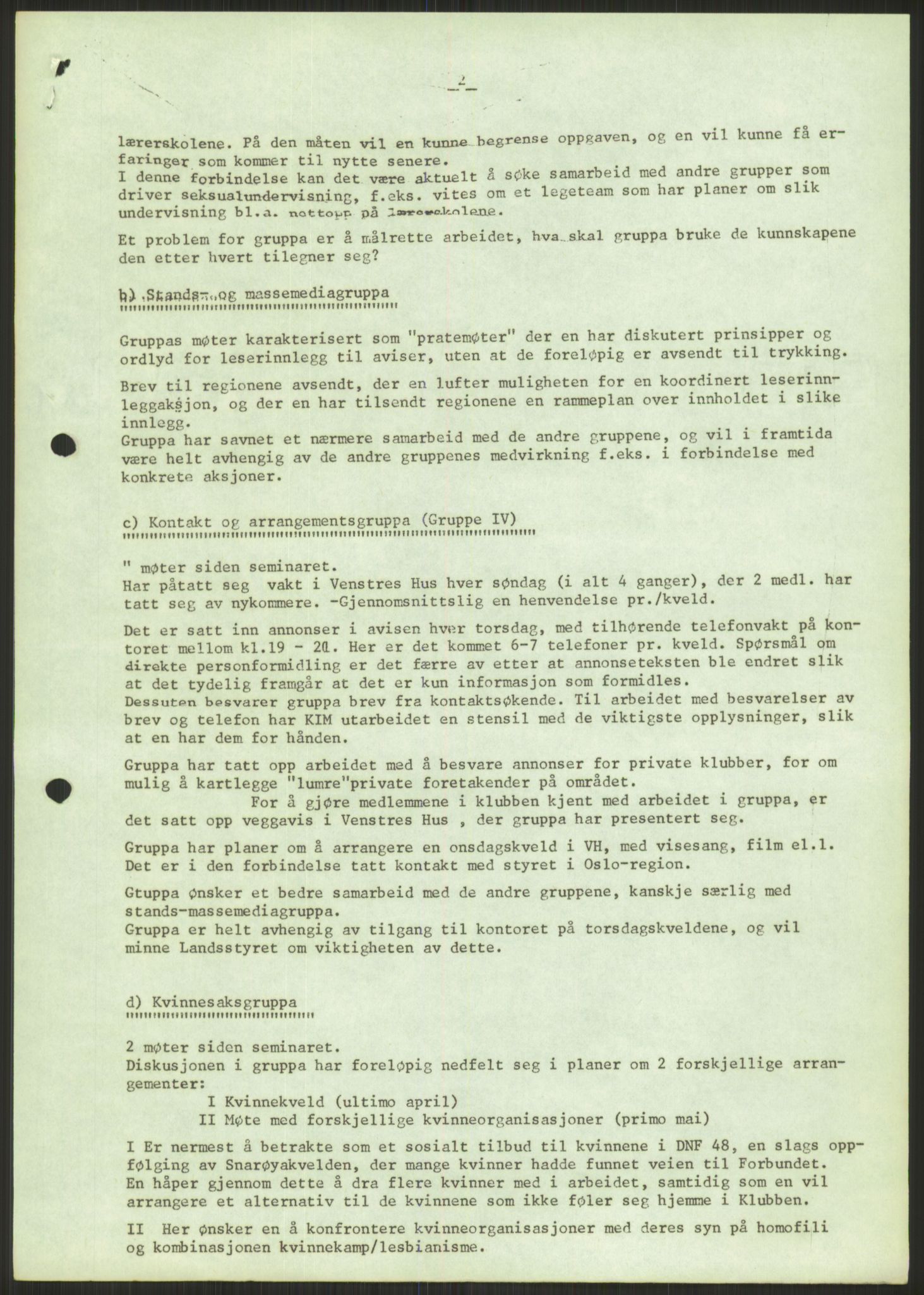 Det Norske Forbundet av 1948/Landsforeningen for Lesbisk og Homofil Frigjøring, AV/RA-PA-1216/A/Ag/L0004: Grupper, utvalg, 1974-1992, p. 465