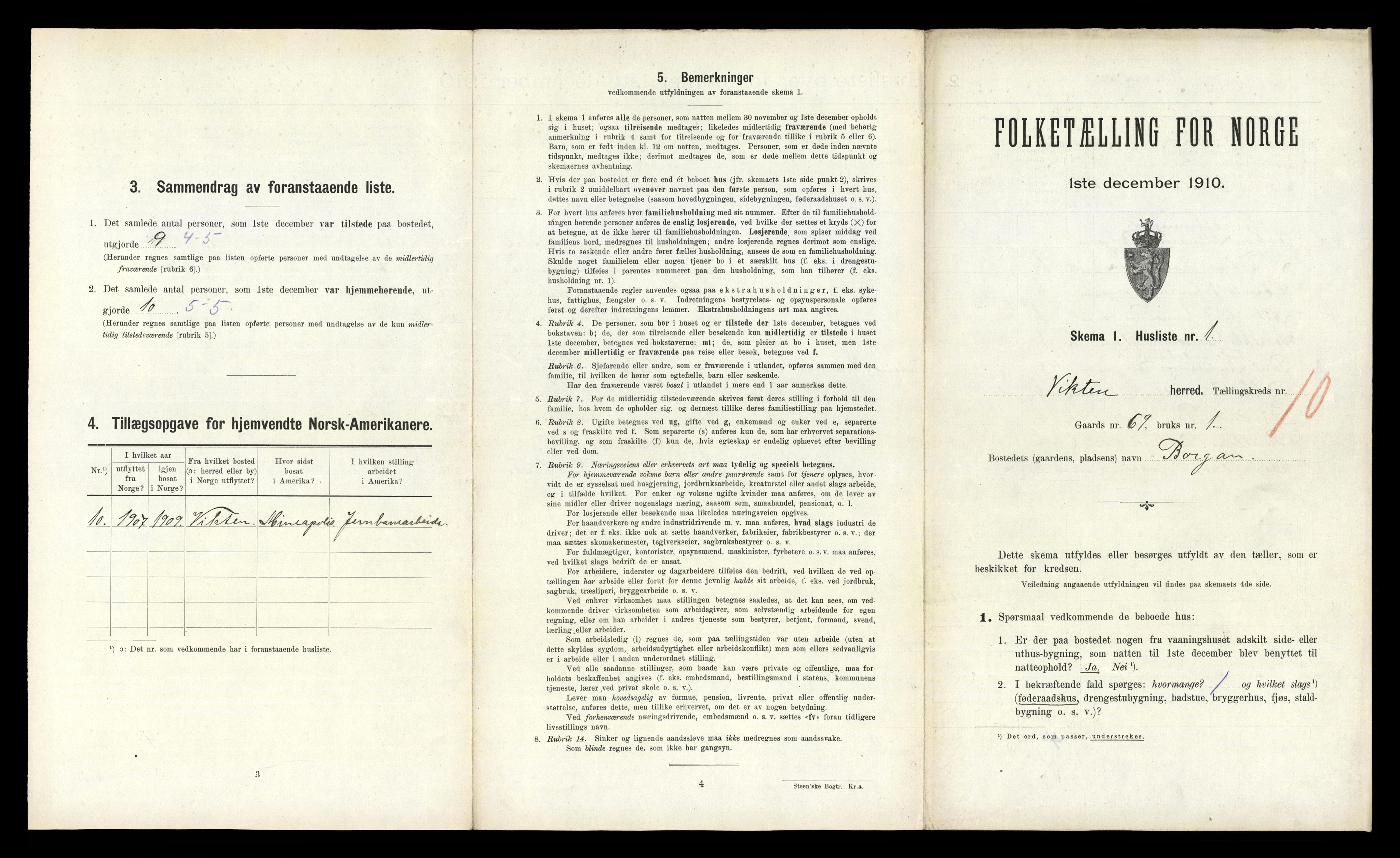 RA, 1910 census for Vikna, 1910, p. 915