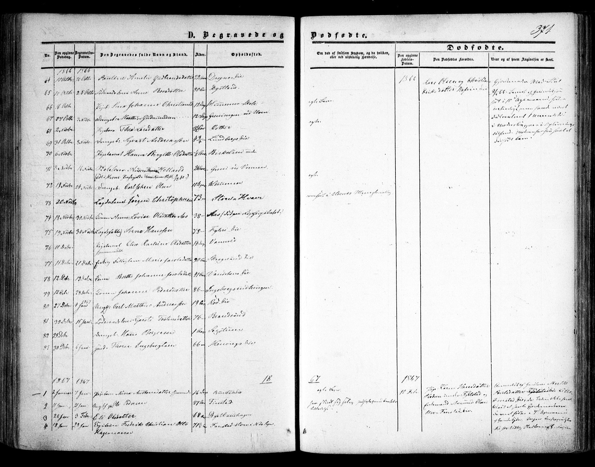 Nes prestekontor Kirkebøker, SAO/A-10410/F/Fa/L0008: Parish register (official) no. I 8, 1859-1874, p. 371