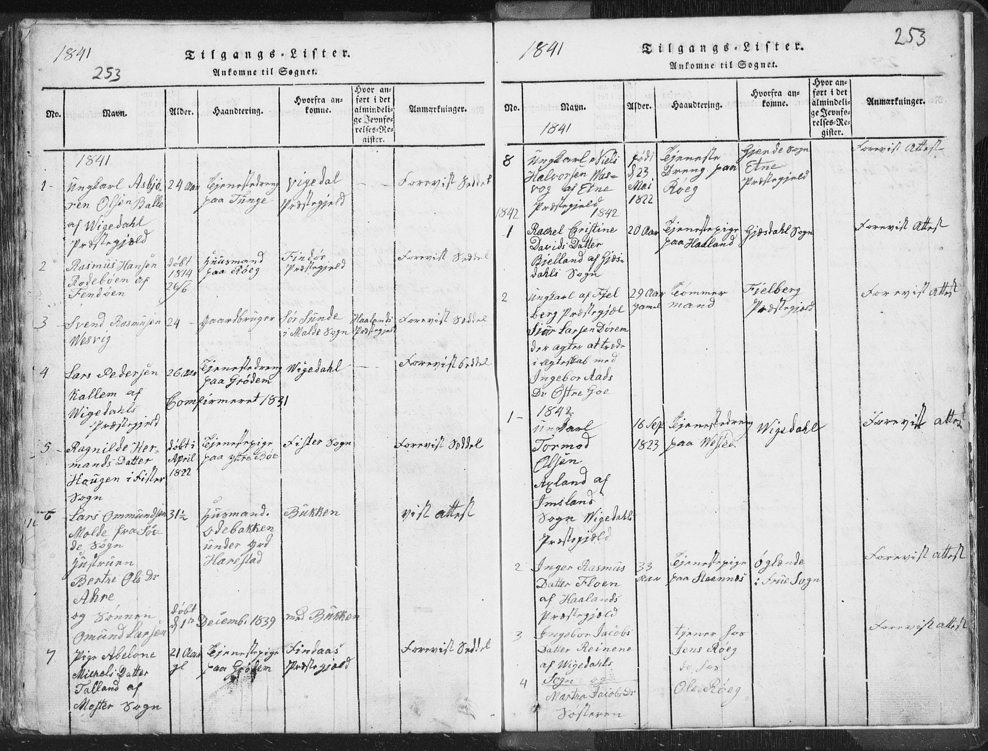 Hetland sokneprestkontor, AV/SAST-A-101826/30/30BA/L0001: Parish register (official) no. A 1, 1816-1856, p. 253