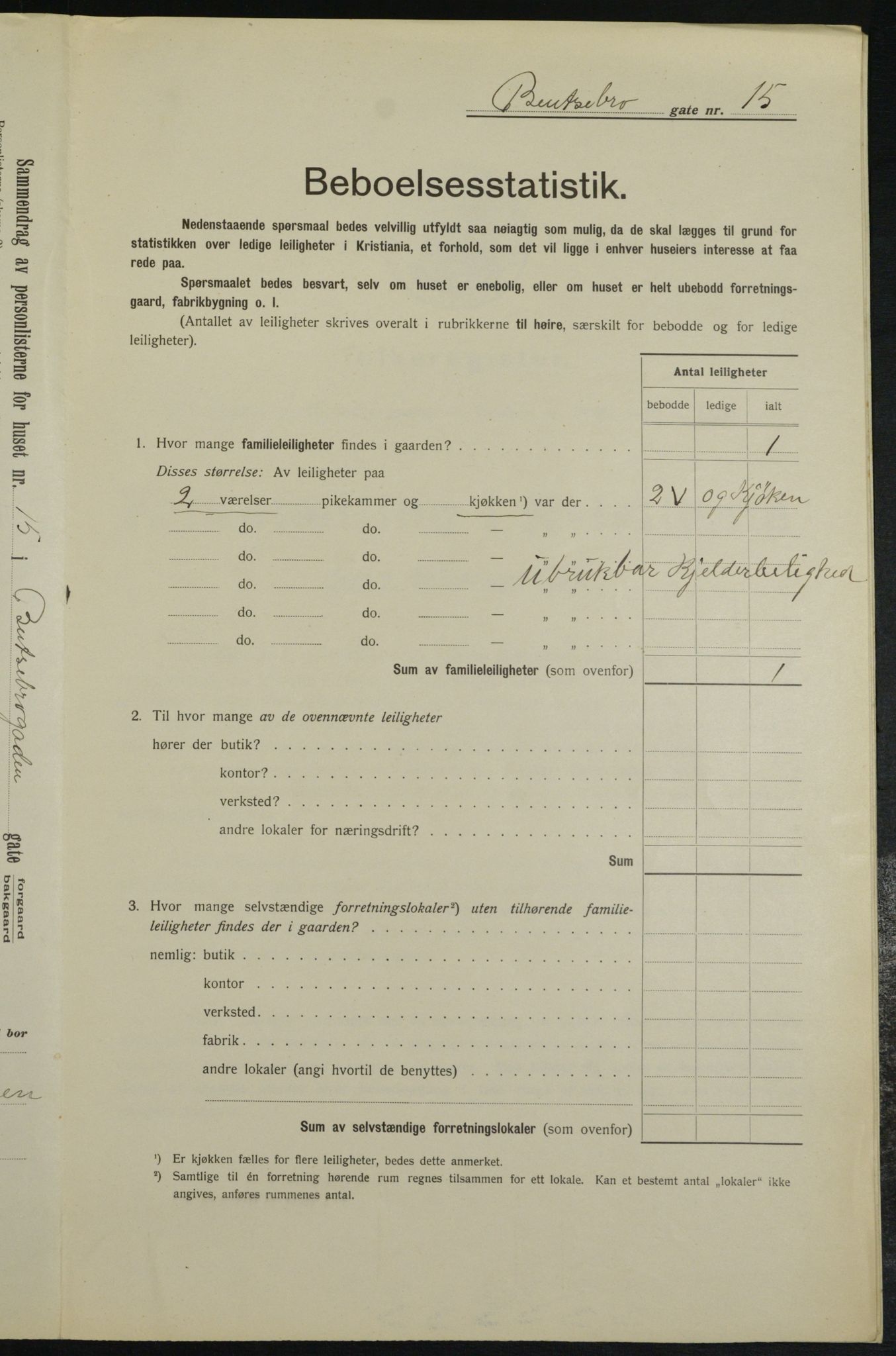 OBA, Municipal Census 1913 for Kristiania, 1913, p. 3323