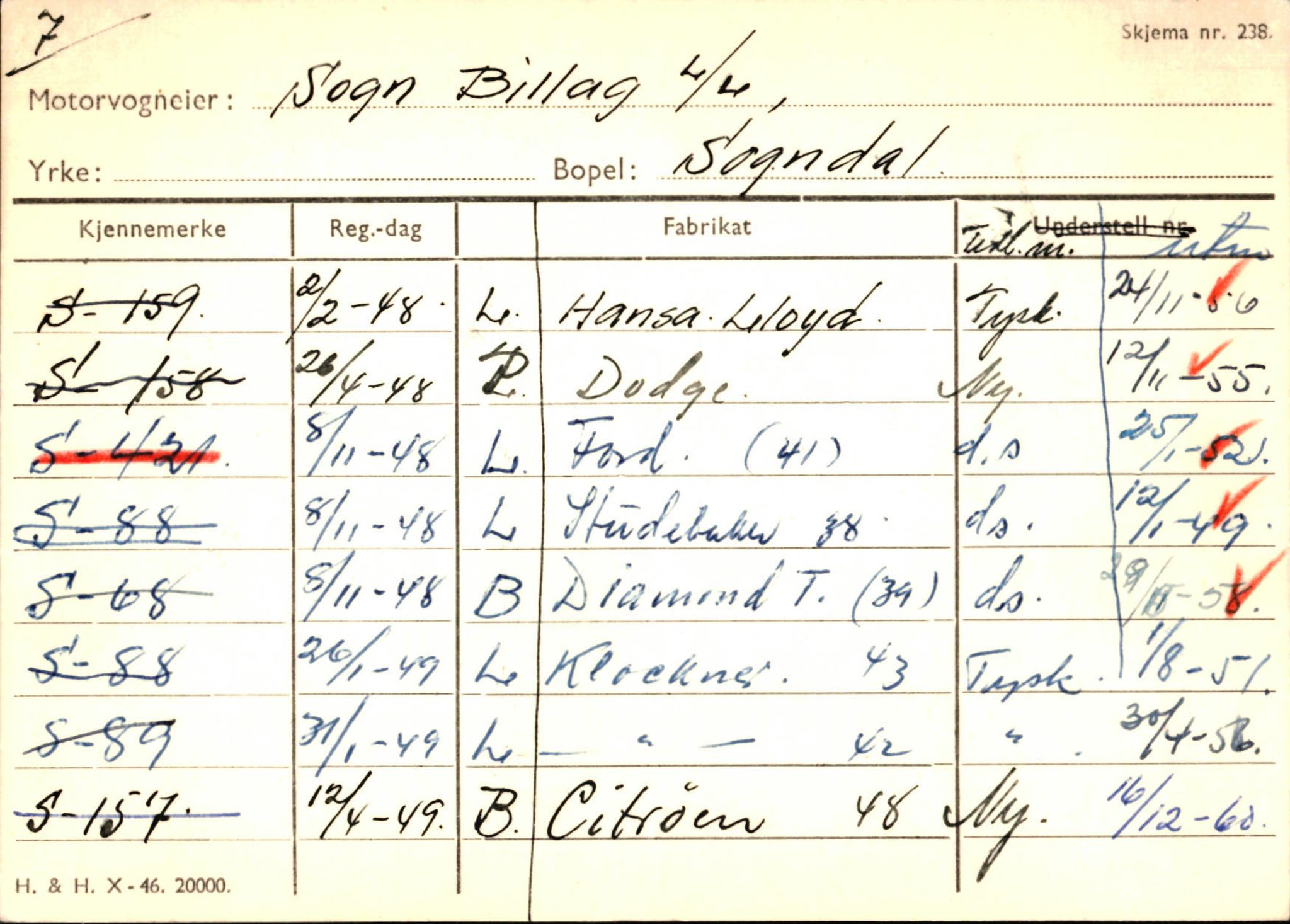 Statens vegvesen, Sogn og Fjordane vegkontor, AV/SAB-A-5301/4/F/L0124: Eigarregister Sogndal A-U, 1945-1975, p. 2278