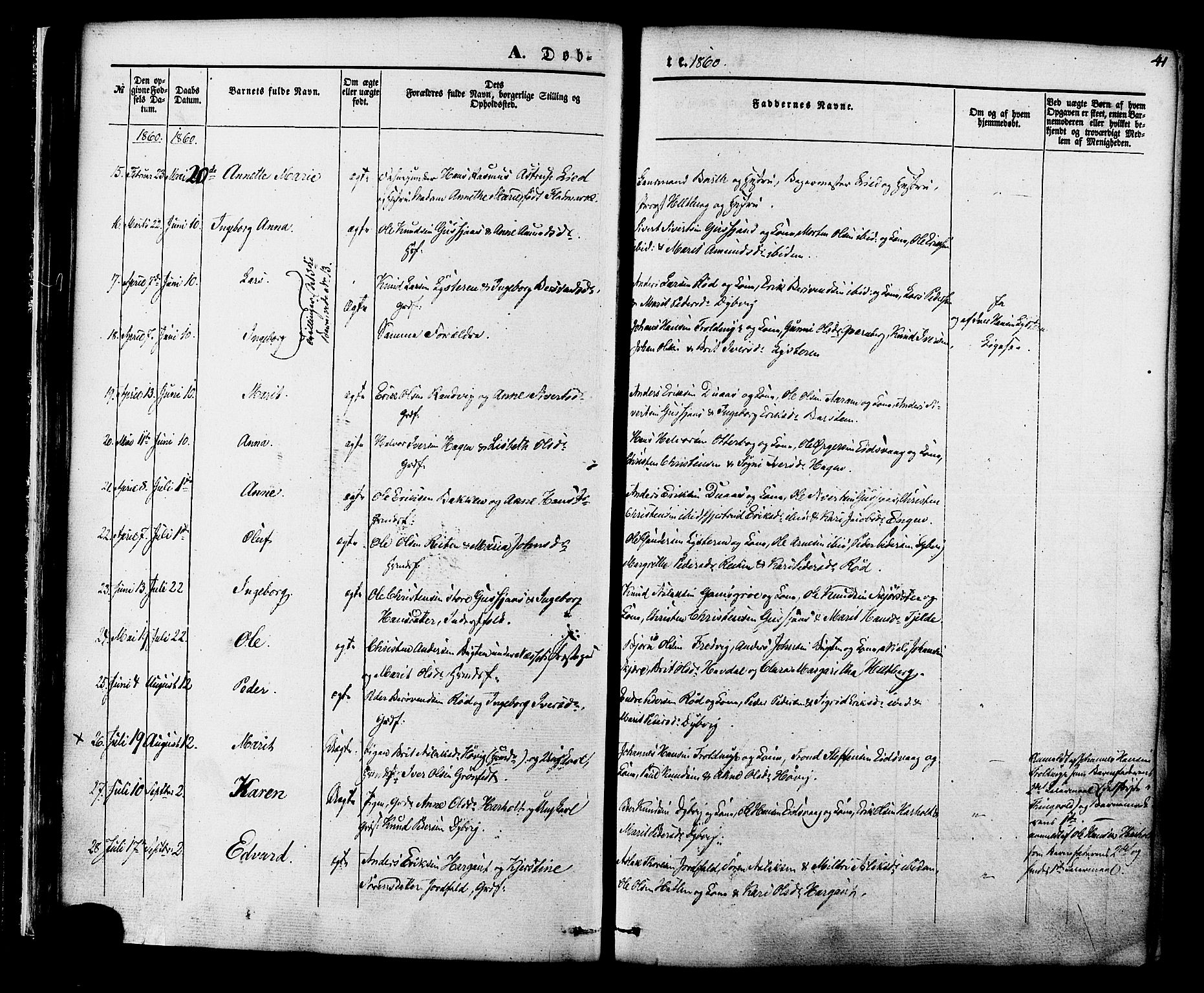 Ministerialprotokoller, klokkerbøker og fødselsregistre - Møre og Romsdal, SAT/A-1454/551/L0625: Parish register (official) no. 551A05, 1846-1879, p. 41