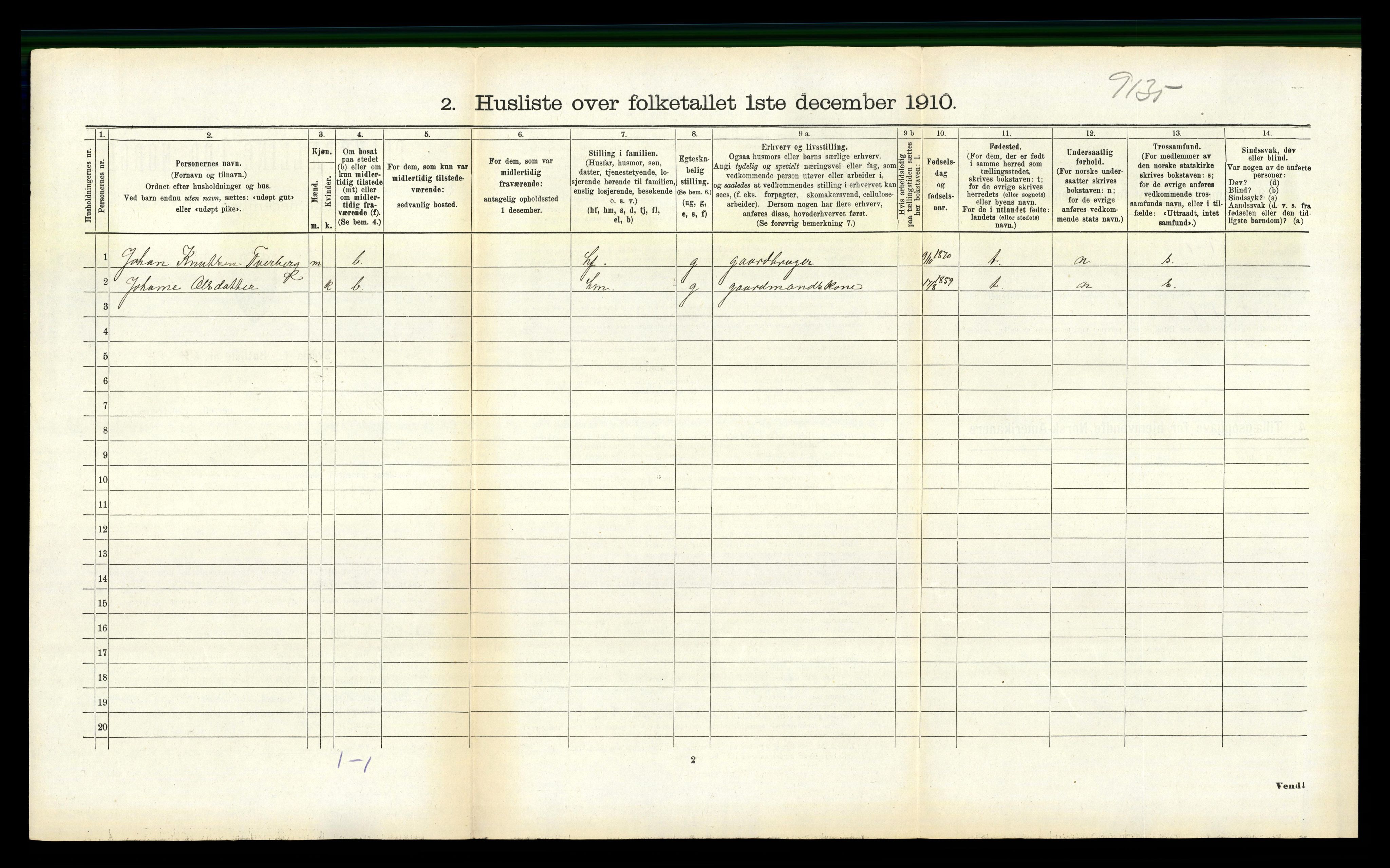 RA, 1910 census for Vanylven, 1910, p. 854