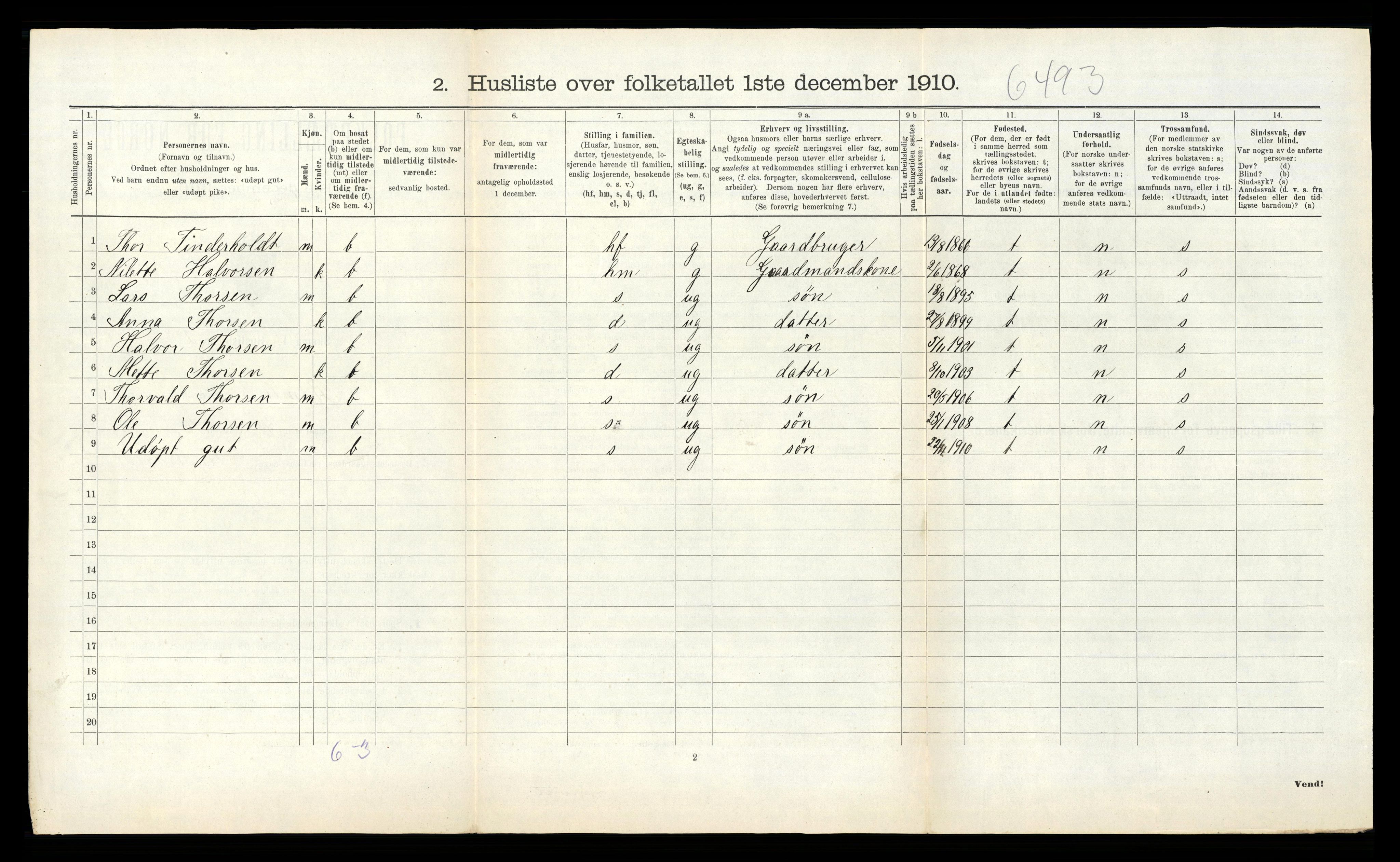 RA, 1910 census for Bamble, 1910, p. 1023