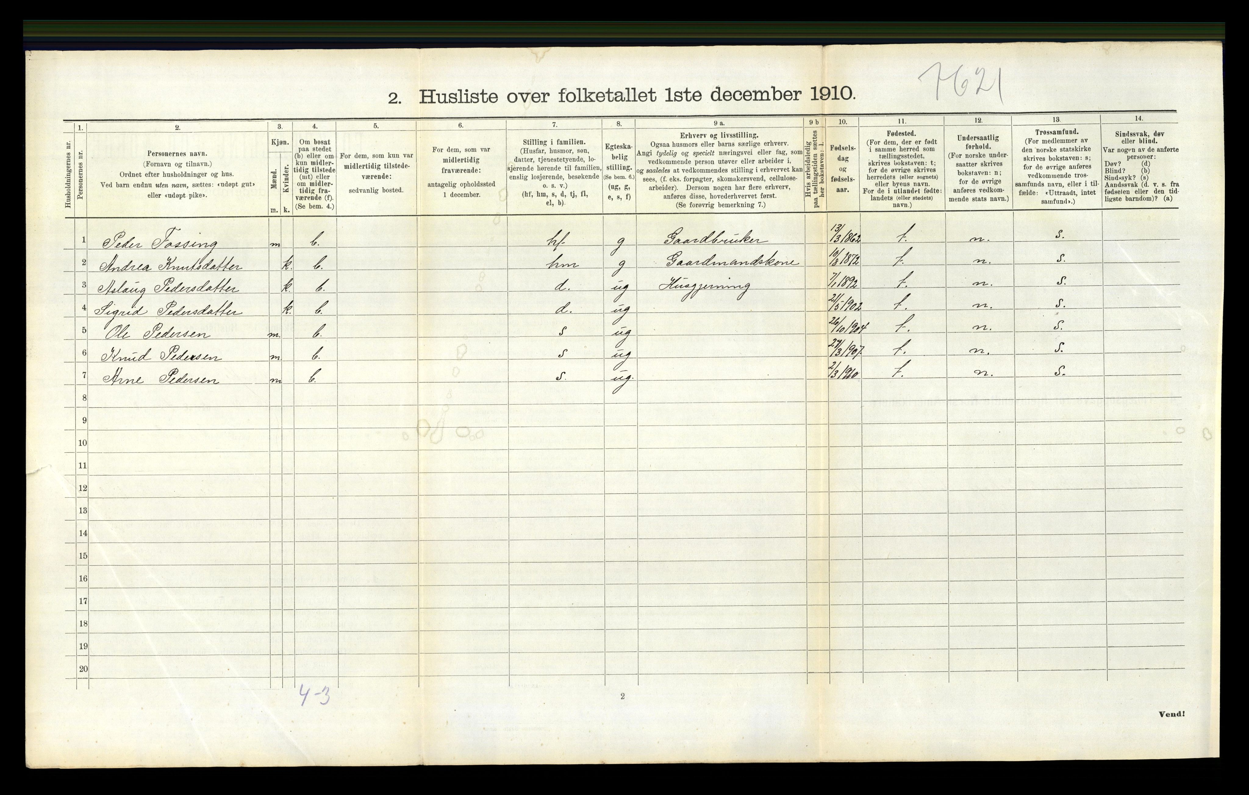 RA, 1910 census for Bamble, 1910, p. 1485