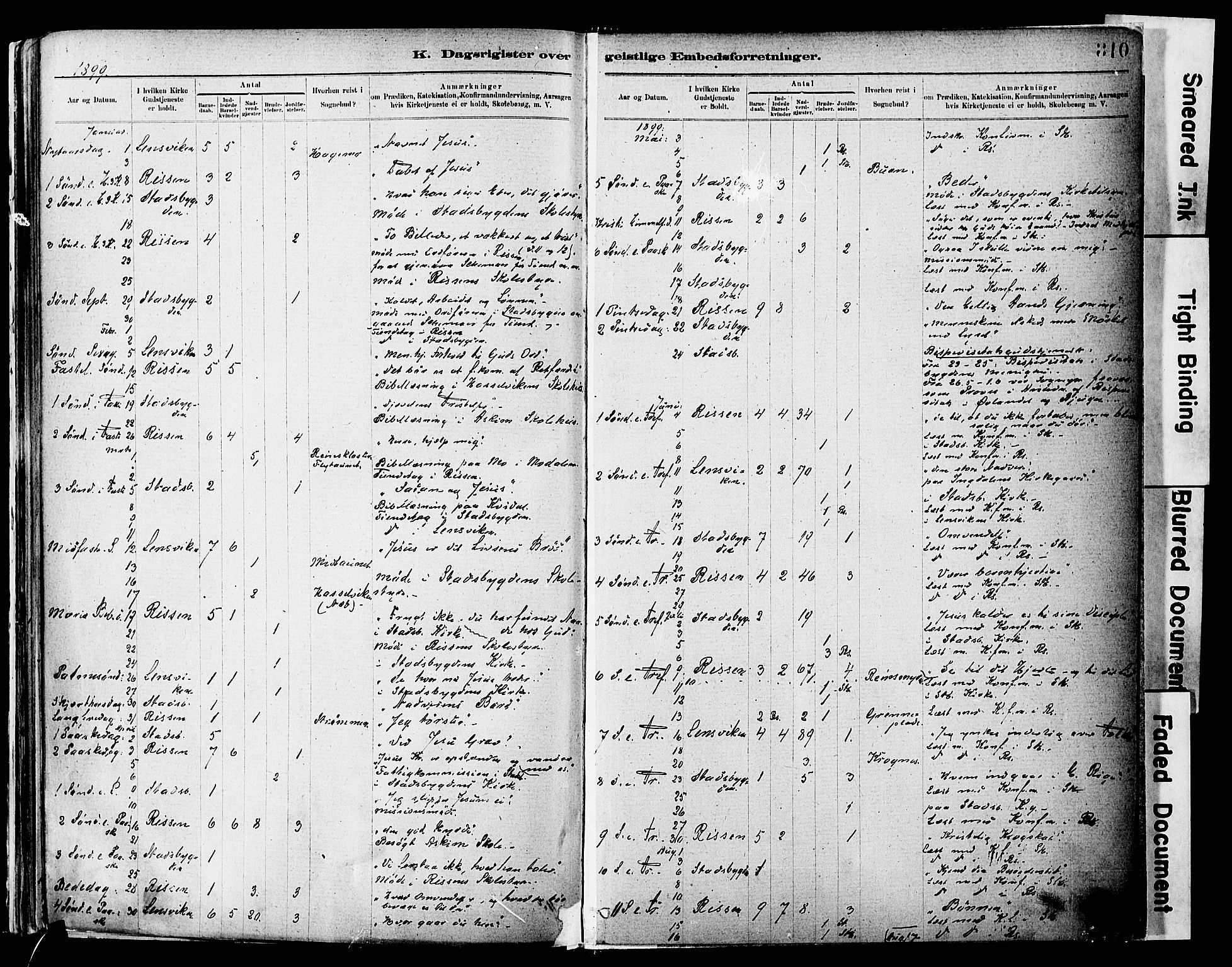 Ministerialprotokoller, klokkerbøker og fødselsregistre - Sør-Trøndelag, SAT/A-1456/646/L0615: Parish register (official) no. 646A13, 1885-1900, p. 310