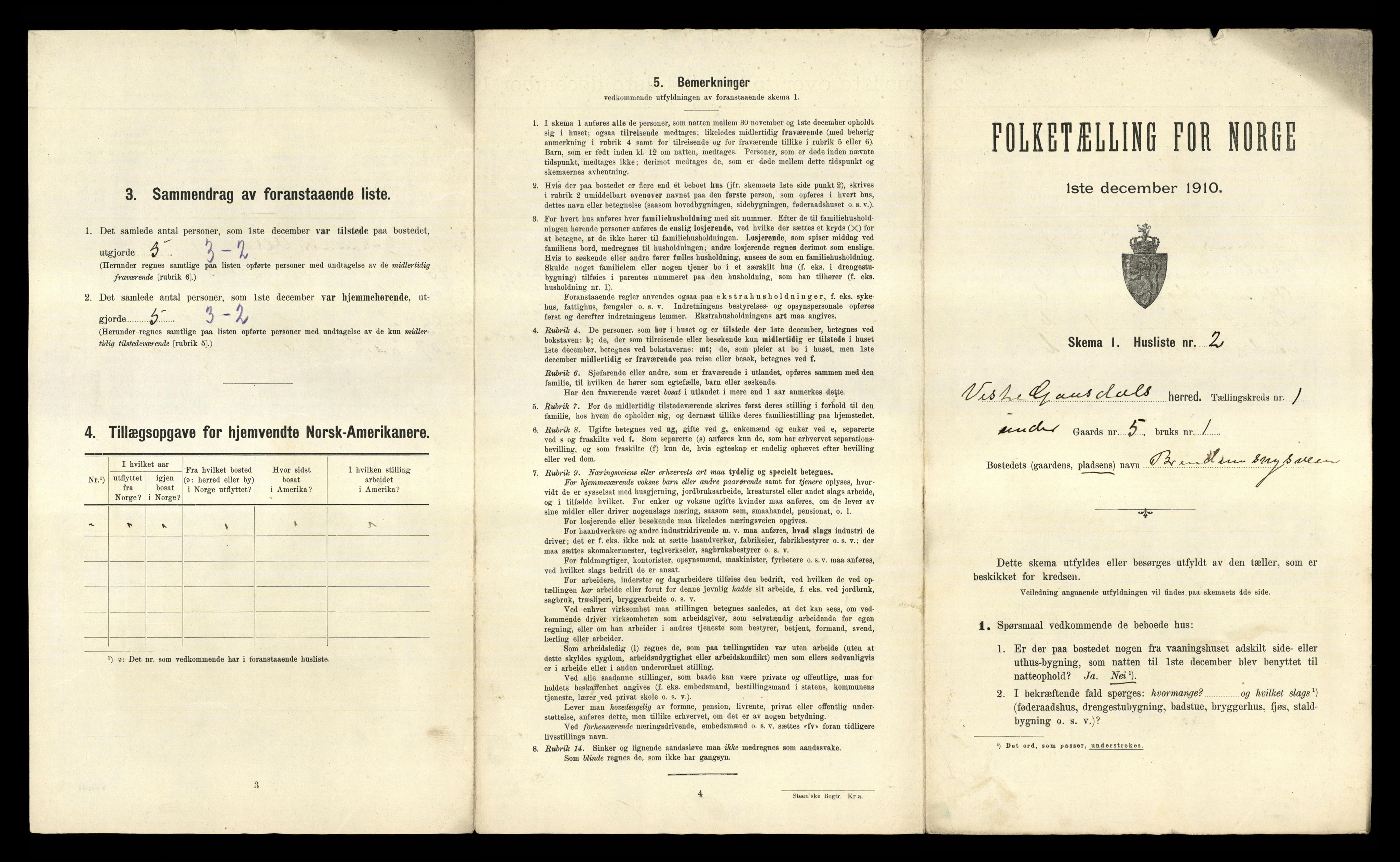 RA, 1910 census for Vestre Gausdal, 1910, p. 35